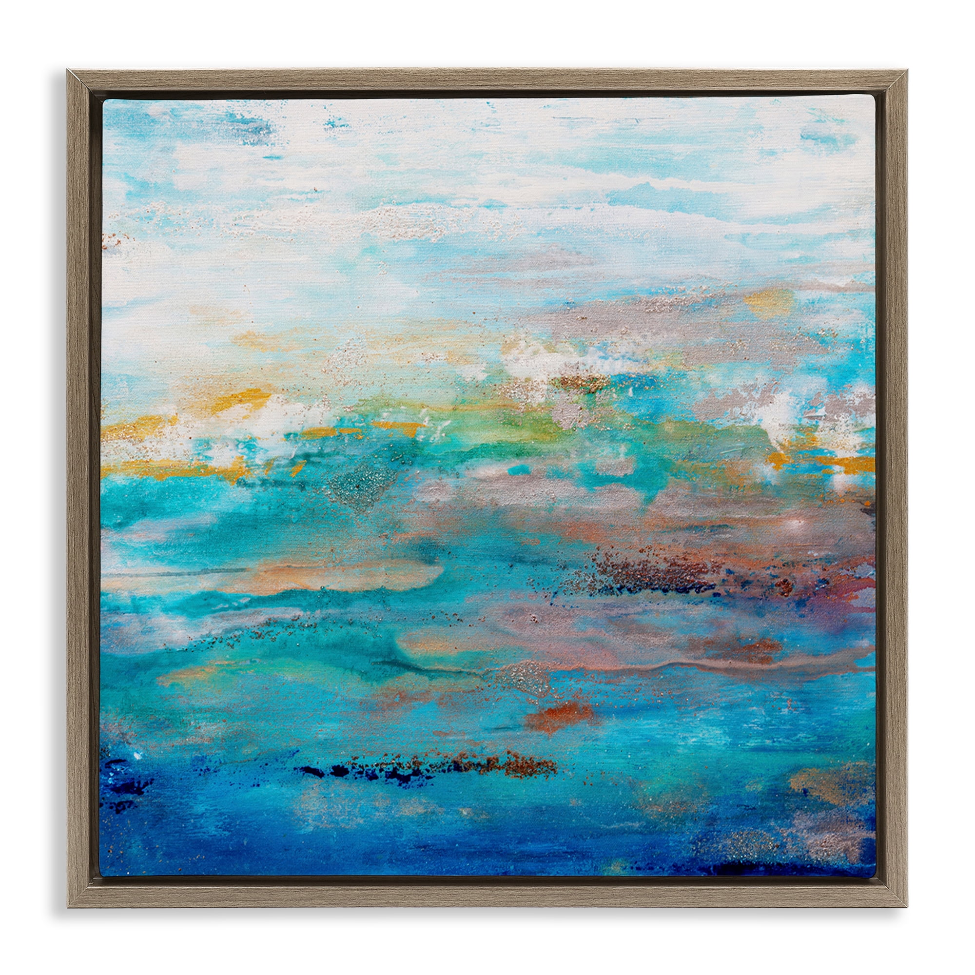 Stupell Industries Rustic Nautical Painting Abstract Painting Brown Floater Framed Canvas Art Print Wall Art, 18 x 18