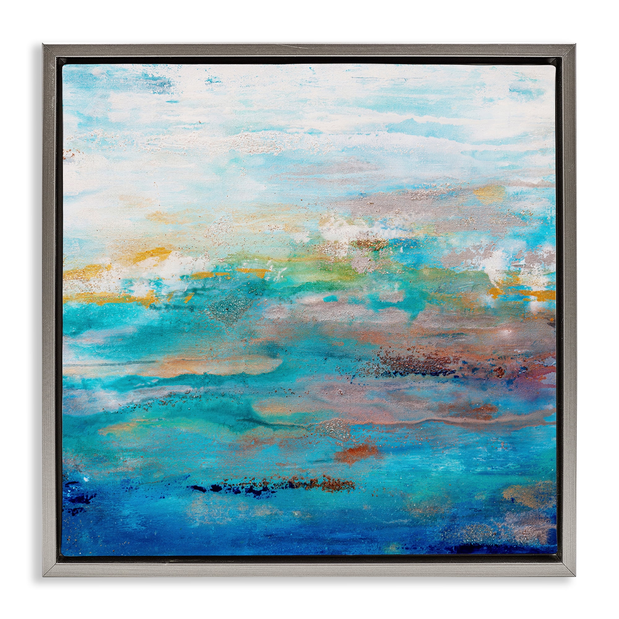 Stupell Industries Rustic Nautical Painting Abstract Painting Gray Floater Framed Canvas Art Print Wall Art, 25 x 25