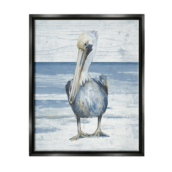 Stupell Industries Rustic Nautical Pelican Animals & Insects Painting Black Floater Framed Canvas Art Print Wall Art, 17 x 21