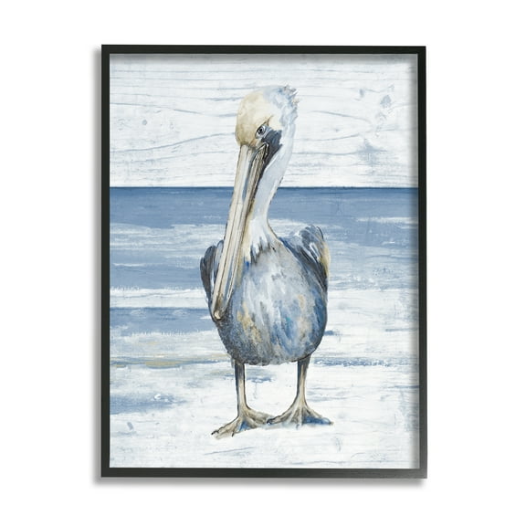 Stupell Industries Rustic Nautical Pelican Animals & Insects Painting Black Framed Art Print Wall Art, 11 x 14