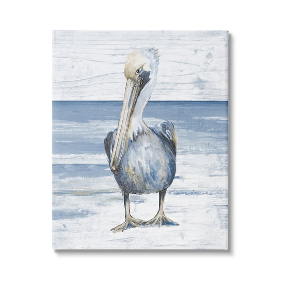 Stupell Industries Rustic Nautical Pelican Animals & Insects Painting Gallery Wrapped Canvas Art Print Wall Art, 16 x 20