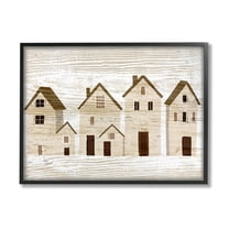 Stupell Industries Rustic Neighborhood Houses Art for Kids Painting Black Framed Art Print Wall Art, 14 x 11