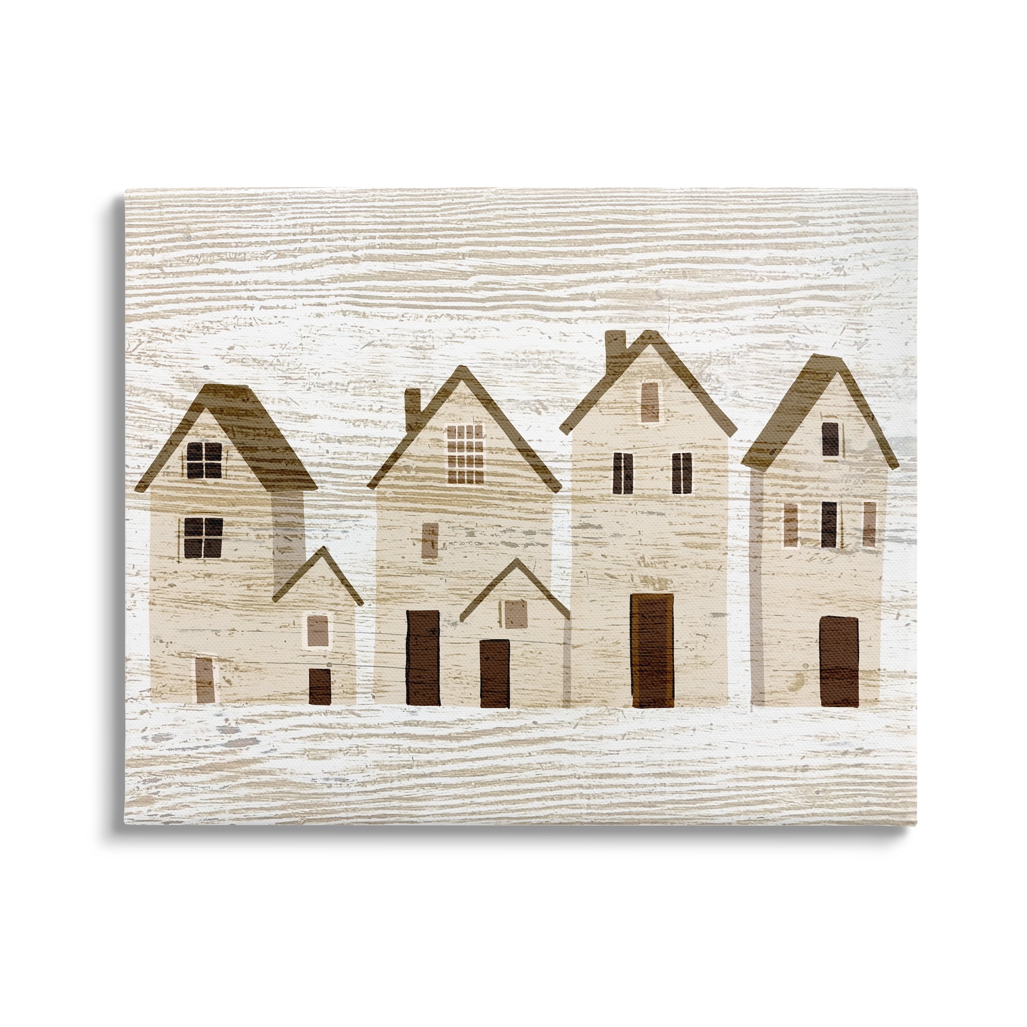Stupell Industries Rustic Neighborhood Houses Art for Kids Painting Gallery Wrapped Canvas Print Wall Art, 30 x 24