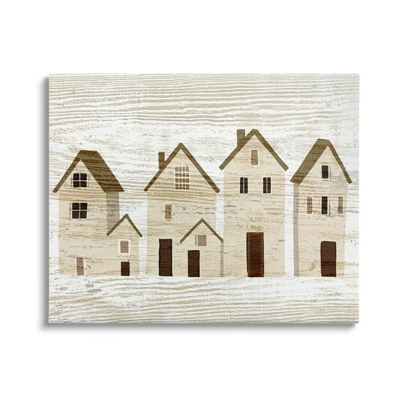 Stupell Industries Rustic Neighborhood Houses Art for Kids Painting Gallery Wrapped Canvas Print Wall Art, 48 x 36