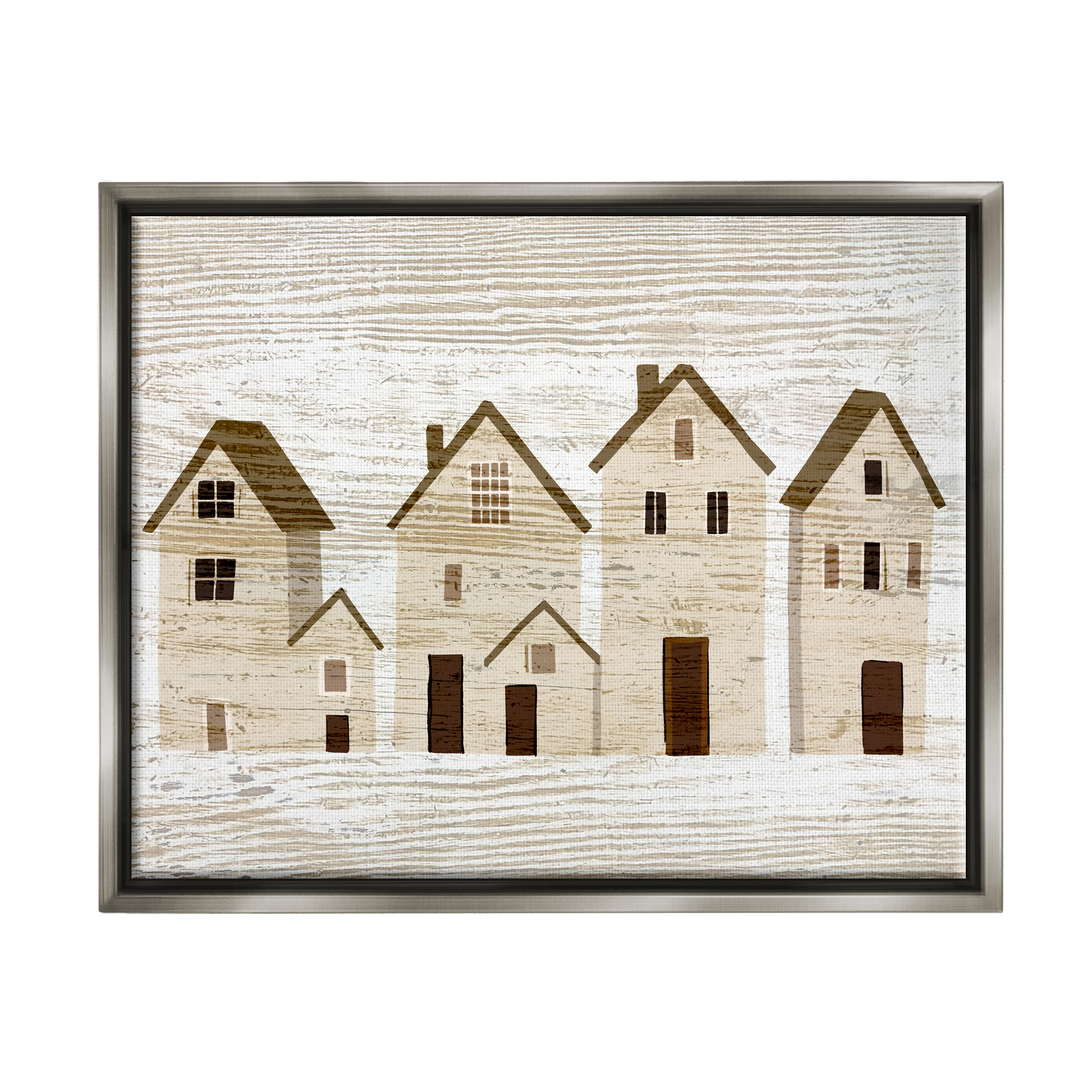 Stupell Industries Rustic Neighborhood Houses Art for Kids Painting Gray Floater Framed Art Print Wall Art, 31 x 25
