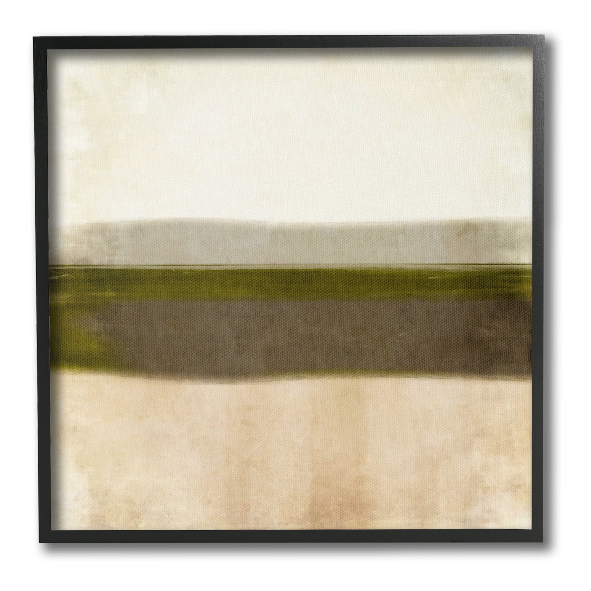 Stupell Industries Rustic Neutral Horizon Abstract Painting Black Framed Art Print Wall Art, 24 x 24