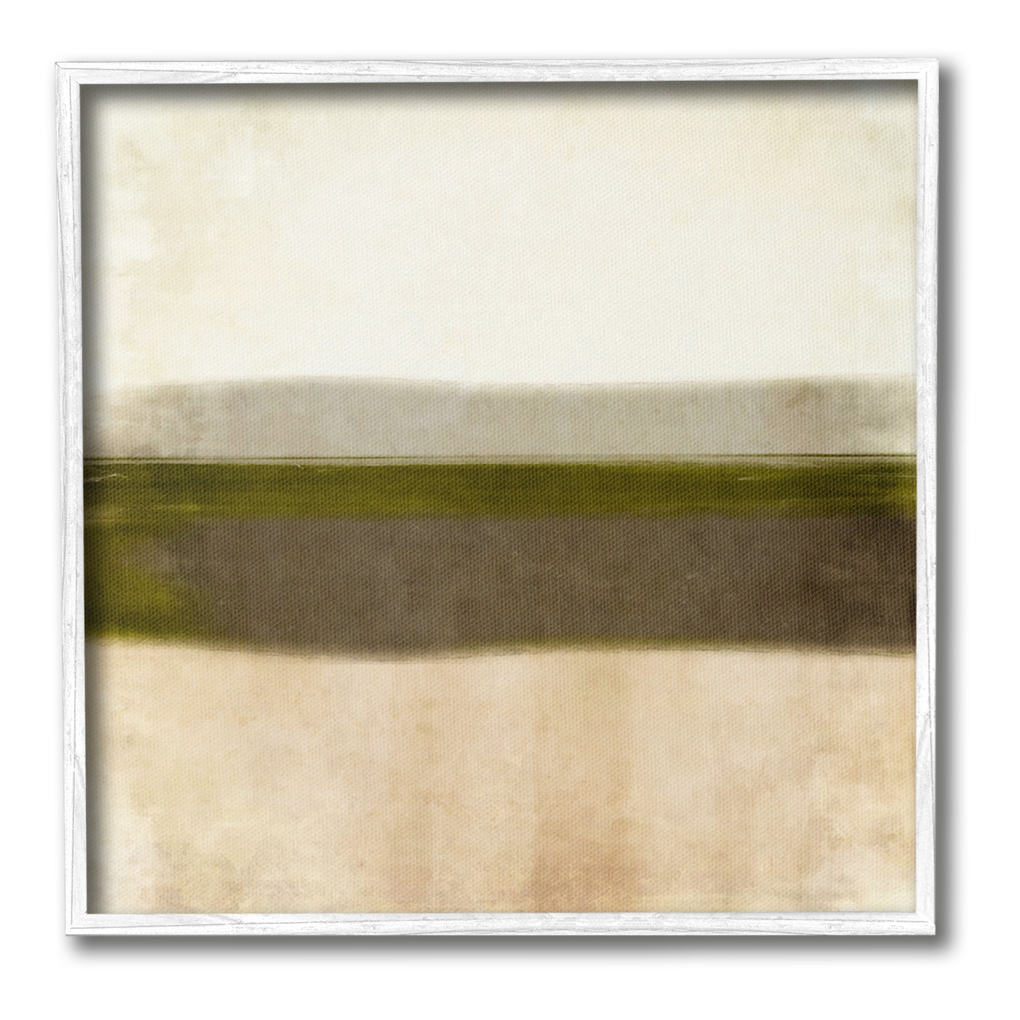 Stupell Industries Rustic Neutral Horizon Abstract Painting White Framed Art Print Wall Art, 24 x 24