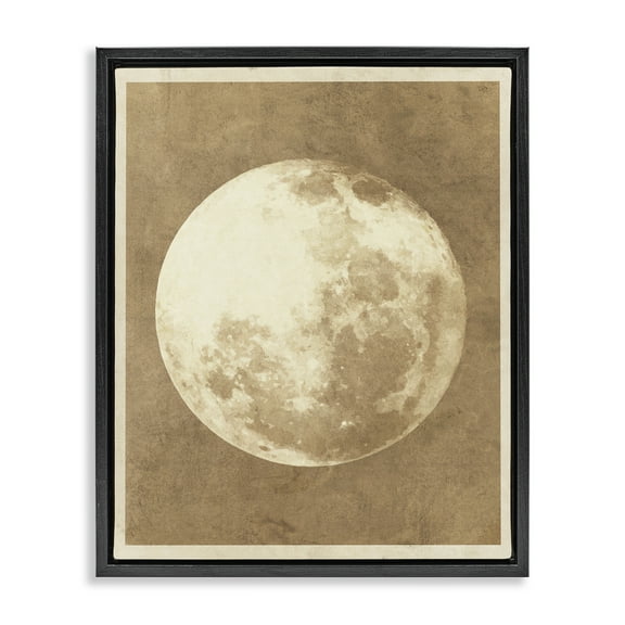 Stupell Industries Rustic Neutral Moon Astrology & Stars Painting Black Floater Framed Canvas Art Print Wall Art, 17 x 21