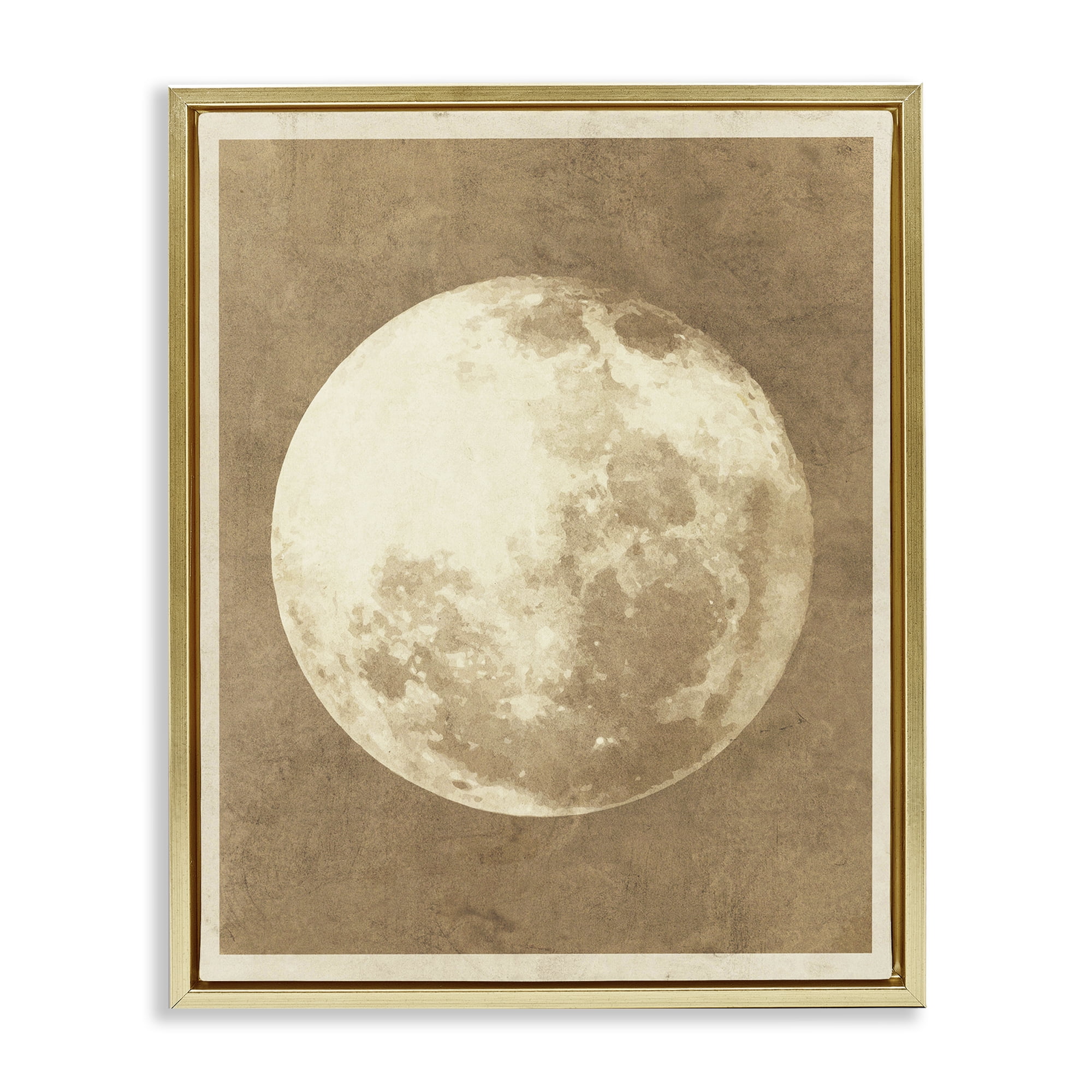 Stupell Industries Rustic Neutral Moon Astrology & Stars Painting Gold Floater Framed Canvas Art Print Wall Art, 25 x 31