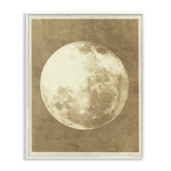 Stupell Industries Rustic Neutral Moon Astrology & Stars Painting White Framed Art Print Wall Art, 11 x 14
