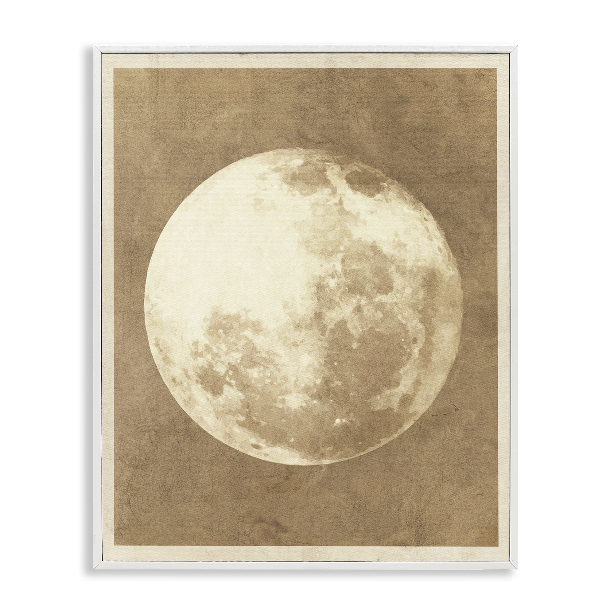 Stupell Industries Rustic Neutral Moon Astrology & Stars Painting White Framed Art Print Wall Art, 24 x 30