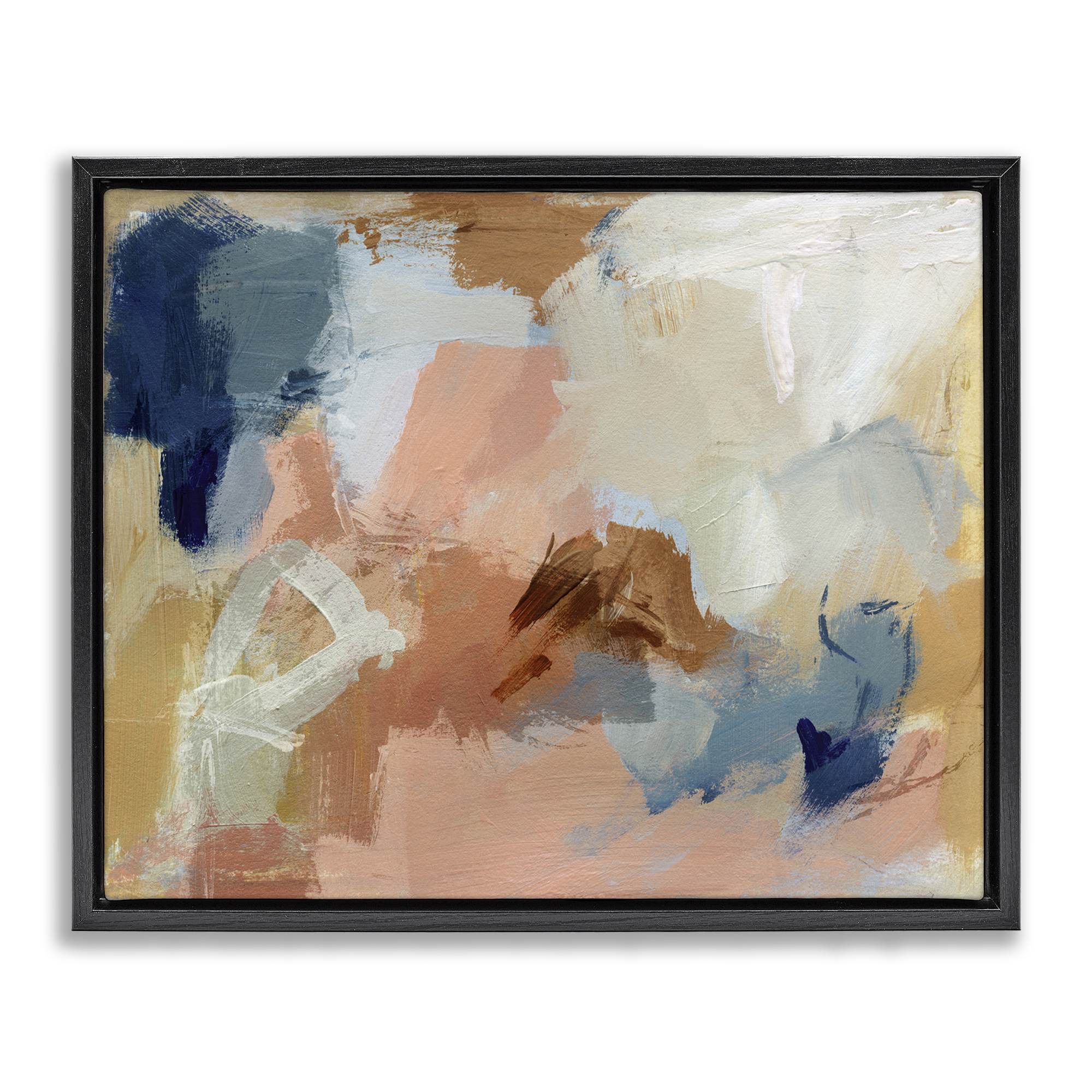 Stupell Industries Rustic Neutrals Painting Abstract Painting Black Floater Framed Canvas Art Print Wall Art, 31 x 25