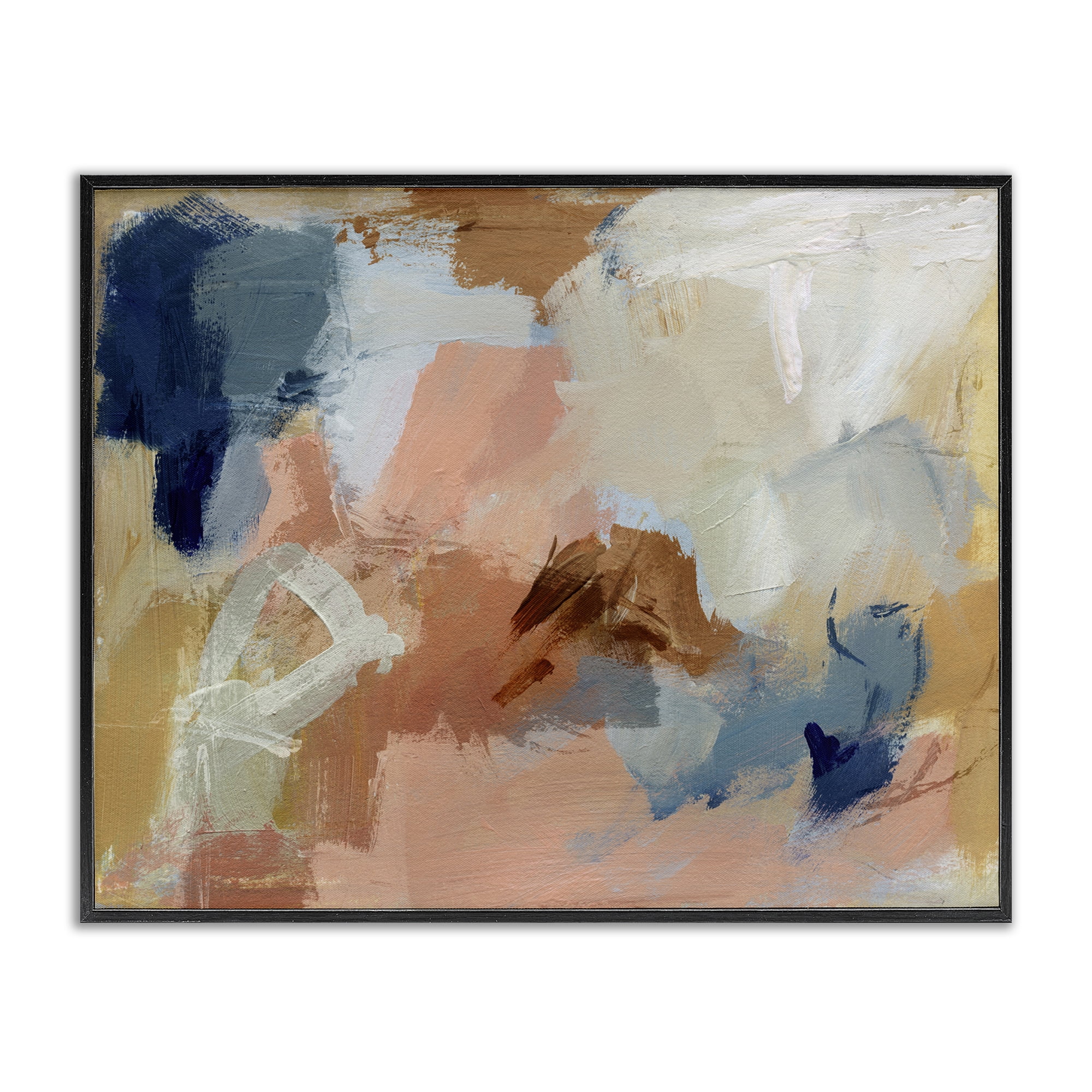 Stupell Industries Rustic Neutrals Painting Abstract Painting Black Framed Art Print Wall Art, 30 x 24