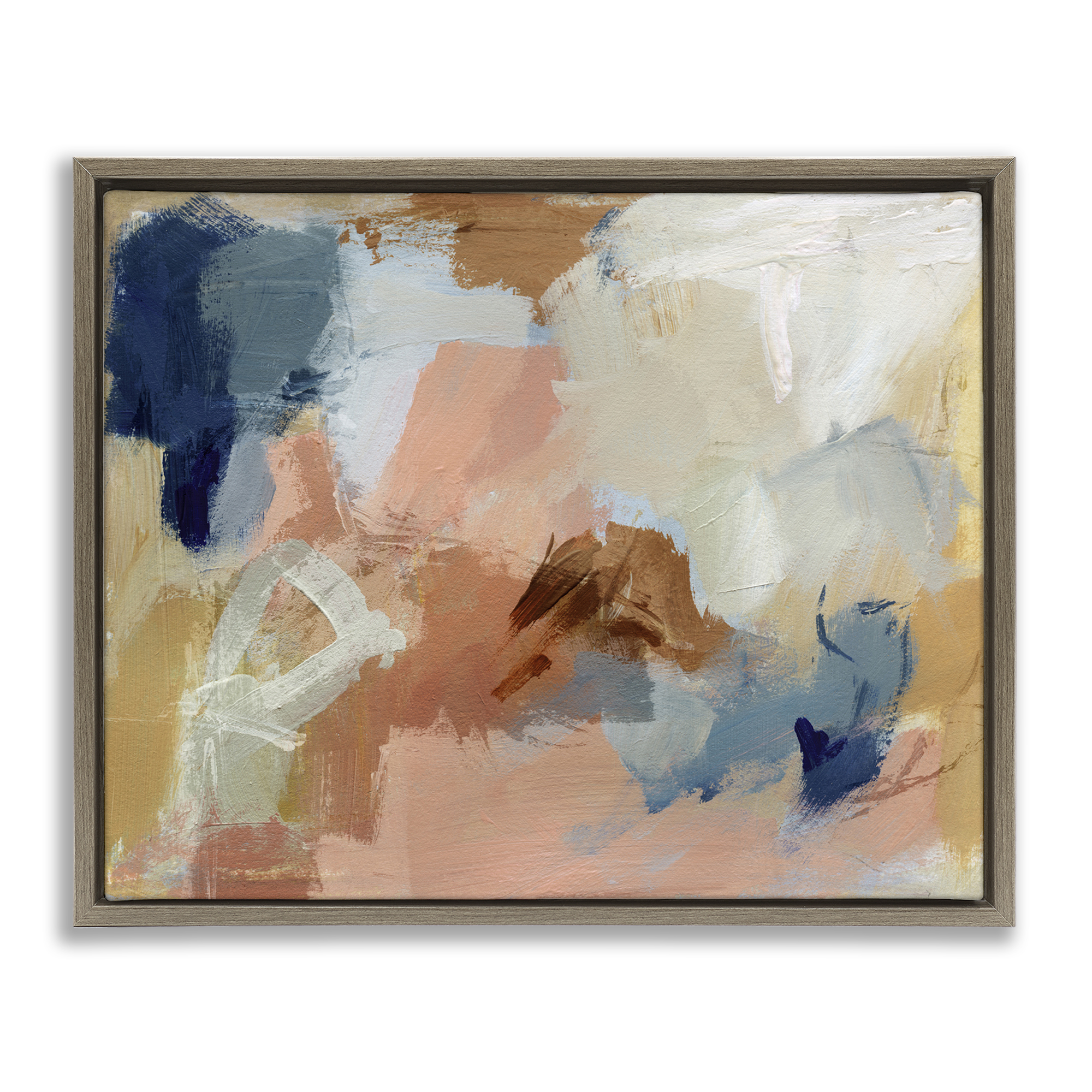 Stupell Industries Rustic Neutrals Painting Abstract Painting Brown Floater Framed Canvas Art Print Wall Art, 31 x 25
