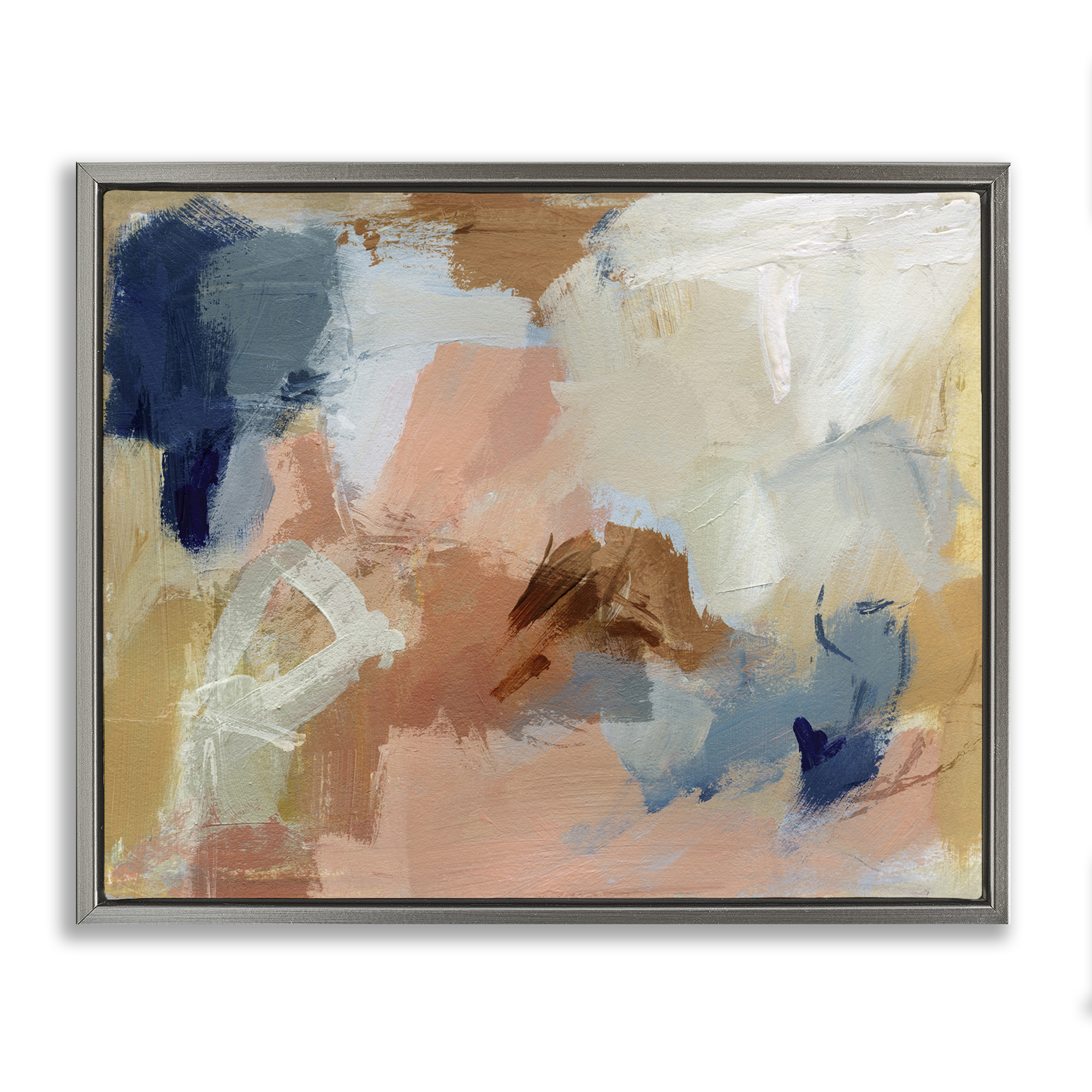 Stupell Industries Rustic Neutrals Painting Abstract Painting Gray Floater Framed Canvas Art Print Wall Art, 31 x 25