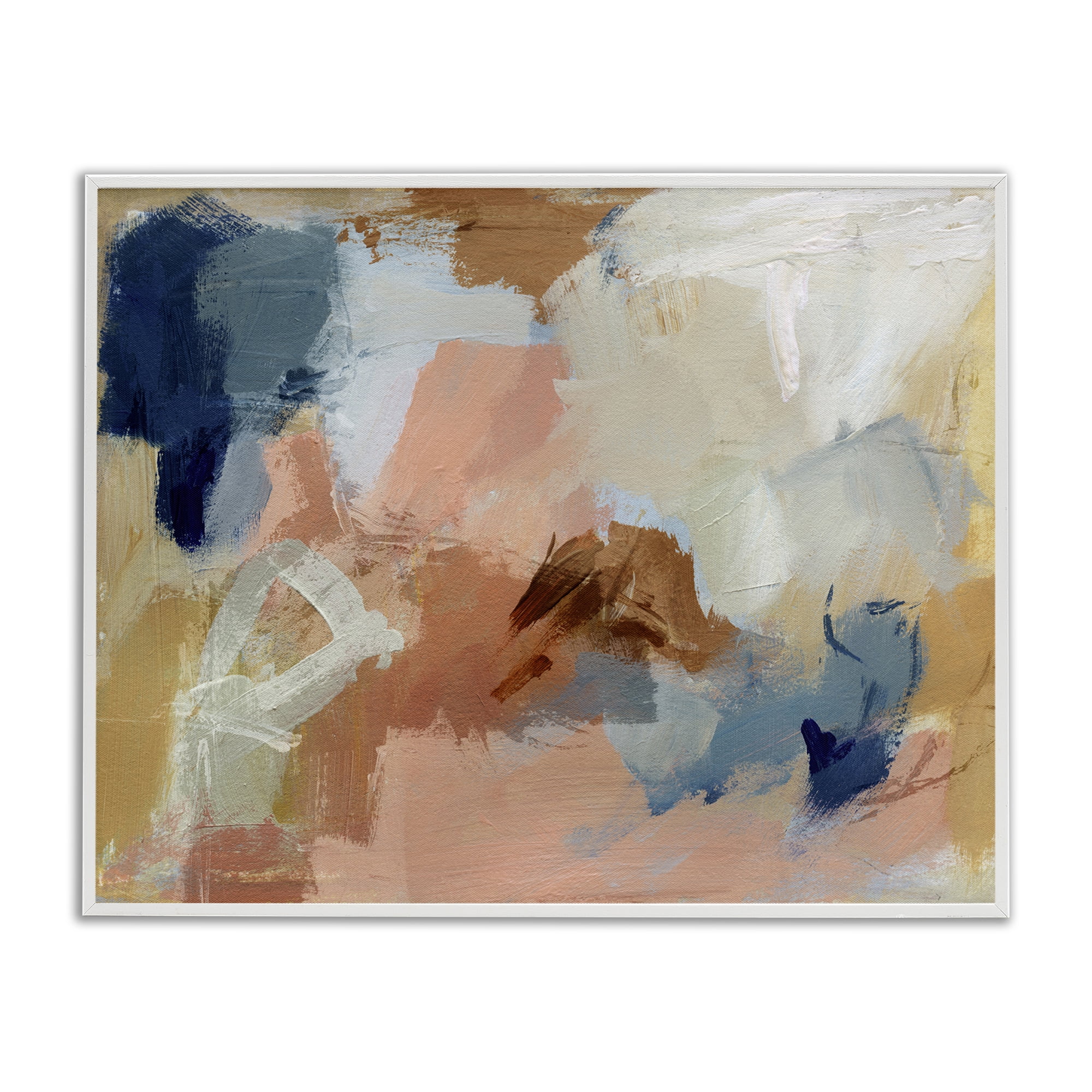 Stupell Industries Rustic Neutrals Painting Abstract Painting White Framed Art Print Wall Art, 30 x 24