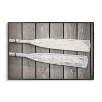 Stupell Industries Rustic Oars Pair Nautical & Beach Photography Black Framed Art Print Wall Art, 18 x 12