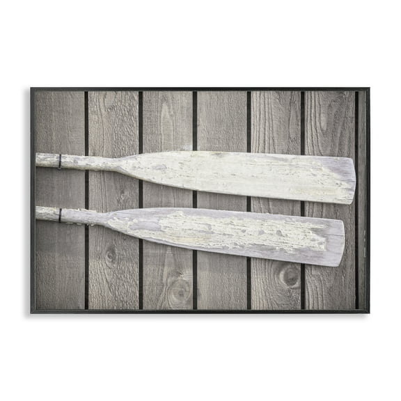 Stupell Industries Rustic Oars Pair Nautical & Beach Photography Black Framed Art Print Wall Art, 18 x 12