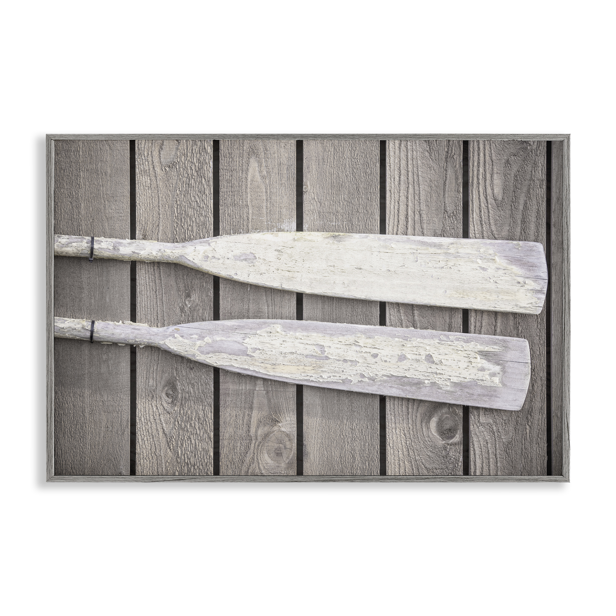 Stupell Industries Rustic Oars Pair Nautical & Beach Photography Gray Framed Art Print Wall Art, 24 x 16