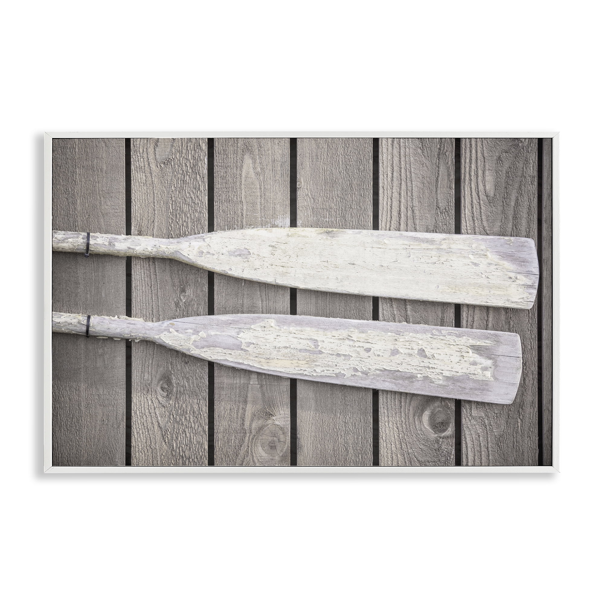 Stupell Industries Rustic Oars Pair Nautical & Beach Photography White Framed Art Print Wall Art, 18 x 12