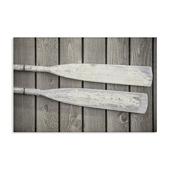 Stupell Industries Rustic Oars Pair Nautical & Beach Photography Wrapped Canvas Art Print Wall Art, 24 x 16