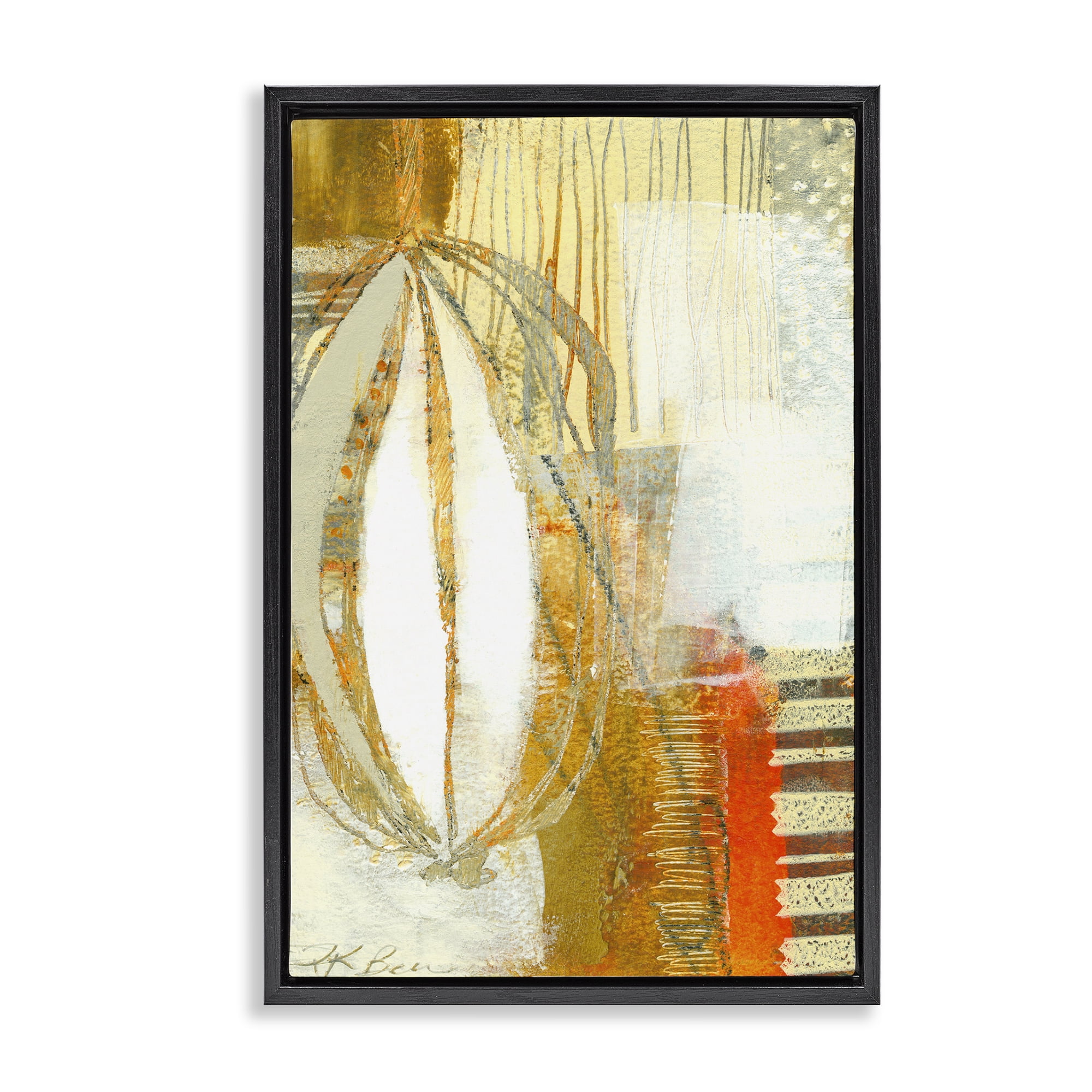 Stupell Industries Rustic Oblong Shape Collage Abstract Painting Black Floater Framed Canvas Art Print Wall Art, 17 x 25