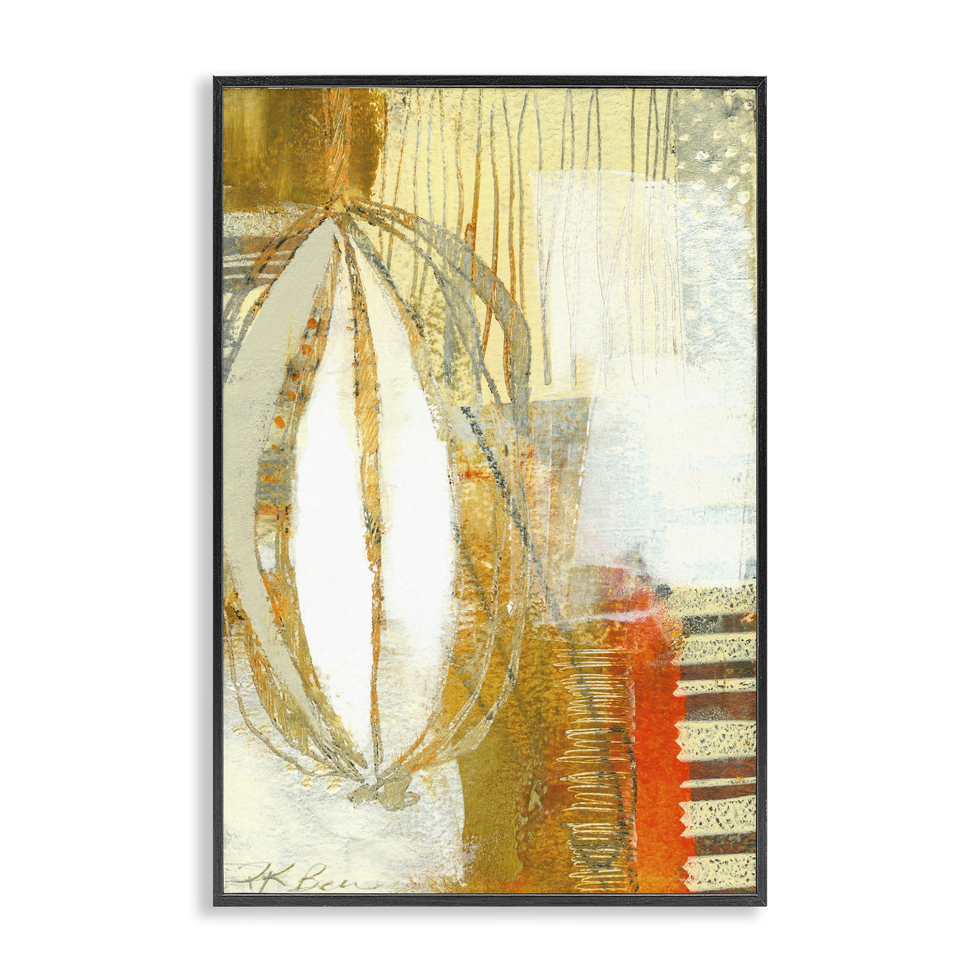 Stupell Industries Rustic Oblong Shape Collage Abstract Painting Black Framed Art Print Wall Art, 20 x 30