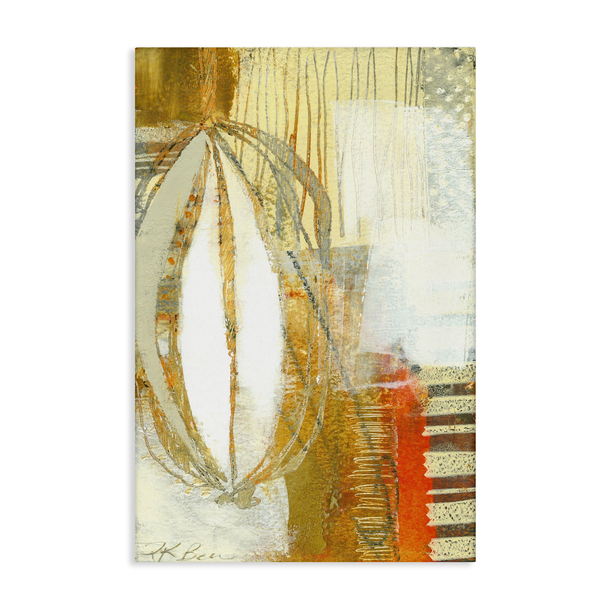 Stupell Industries Rustic Oblong Shape Collage Abstract Painting Gallery Wrapped Canvas Art Print Wall Art, 16 x 24