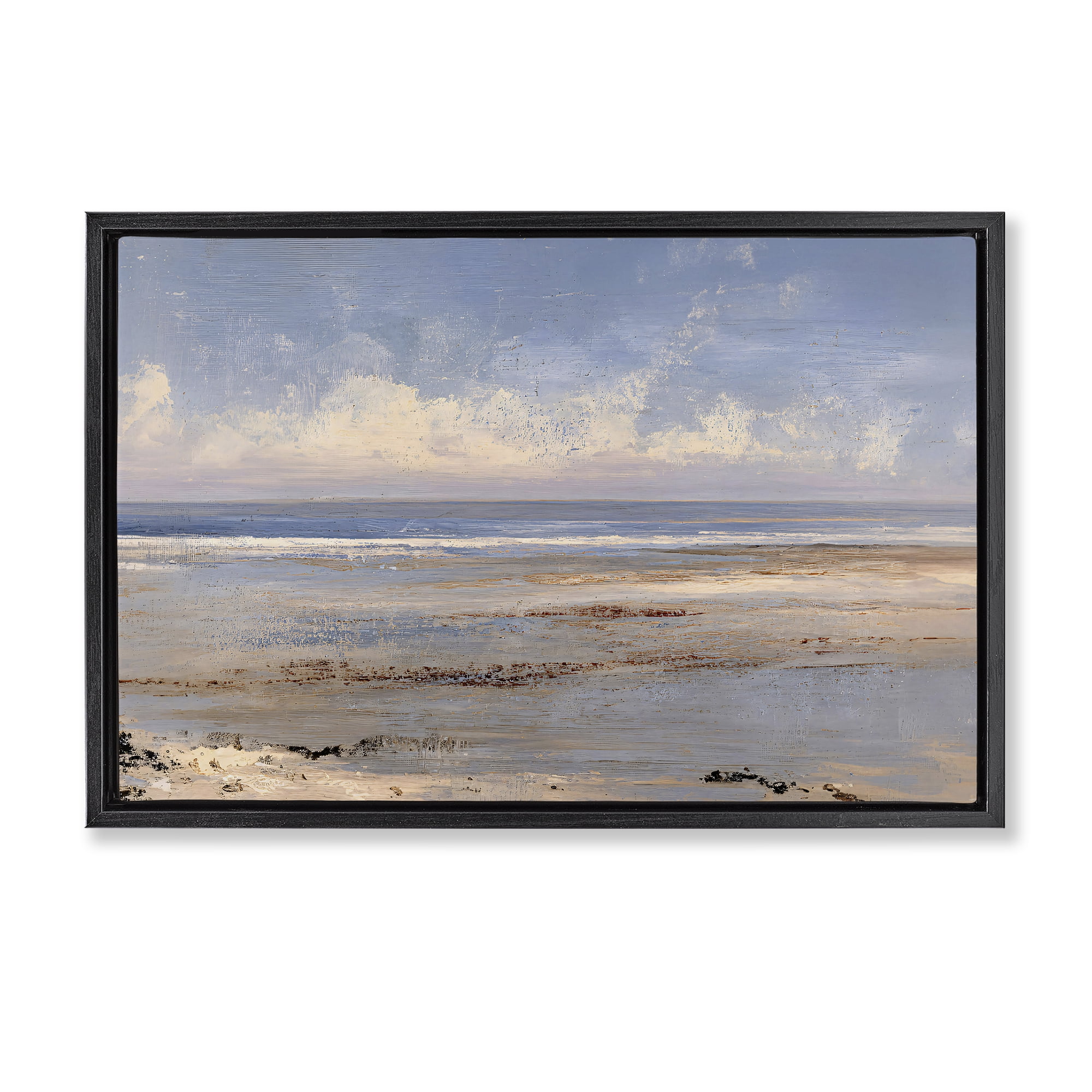 Stupell Industries Rustic Ocean Horizon Impression Black Framed Floater Canvas Wall Art, design by Jacky Ngan