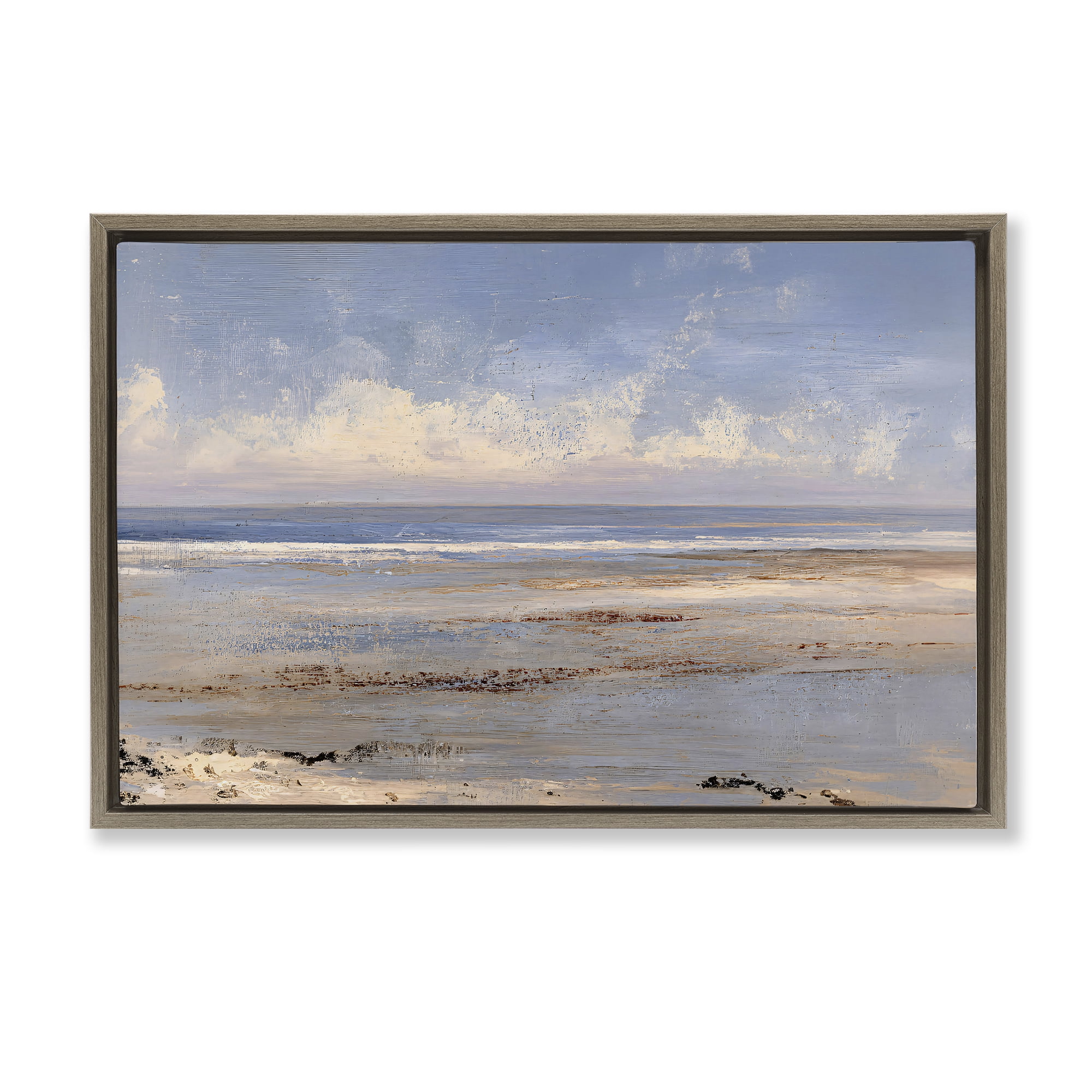 Stupell Industries Rustic Ocean Horizon Impression Brown Framed Floater Canvas Wall Art, design by Jacky Ngan