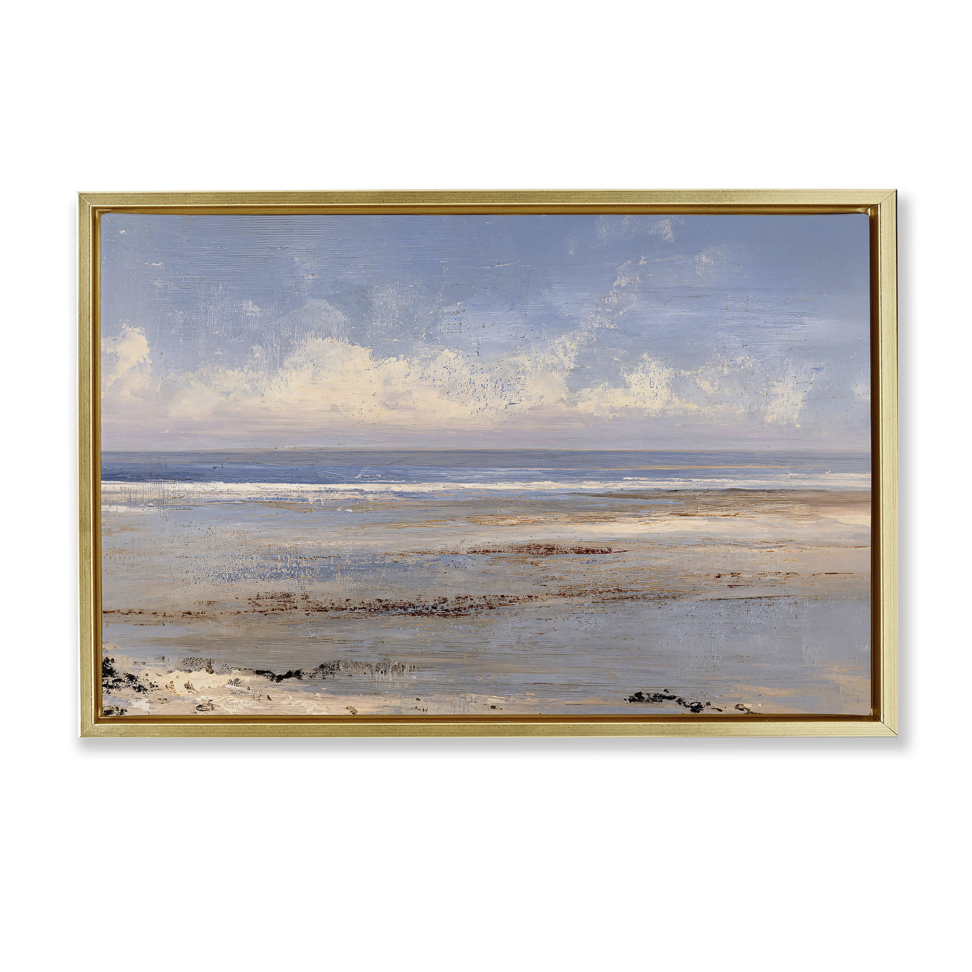 Stupell Industries Rustic Ocean Horizon Impression Gold Framed Floater Canvas Wall Art, design by Jacky Ngan