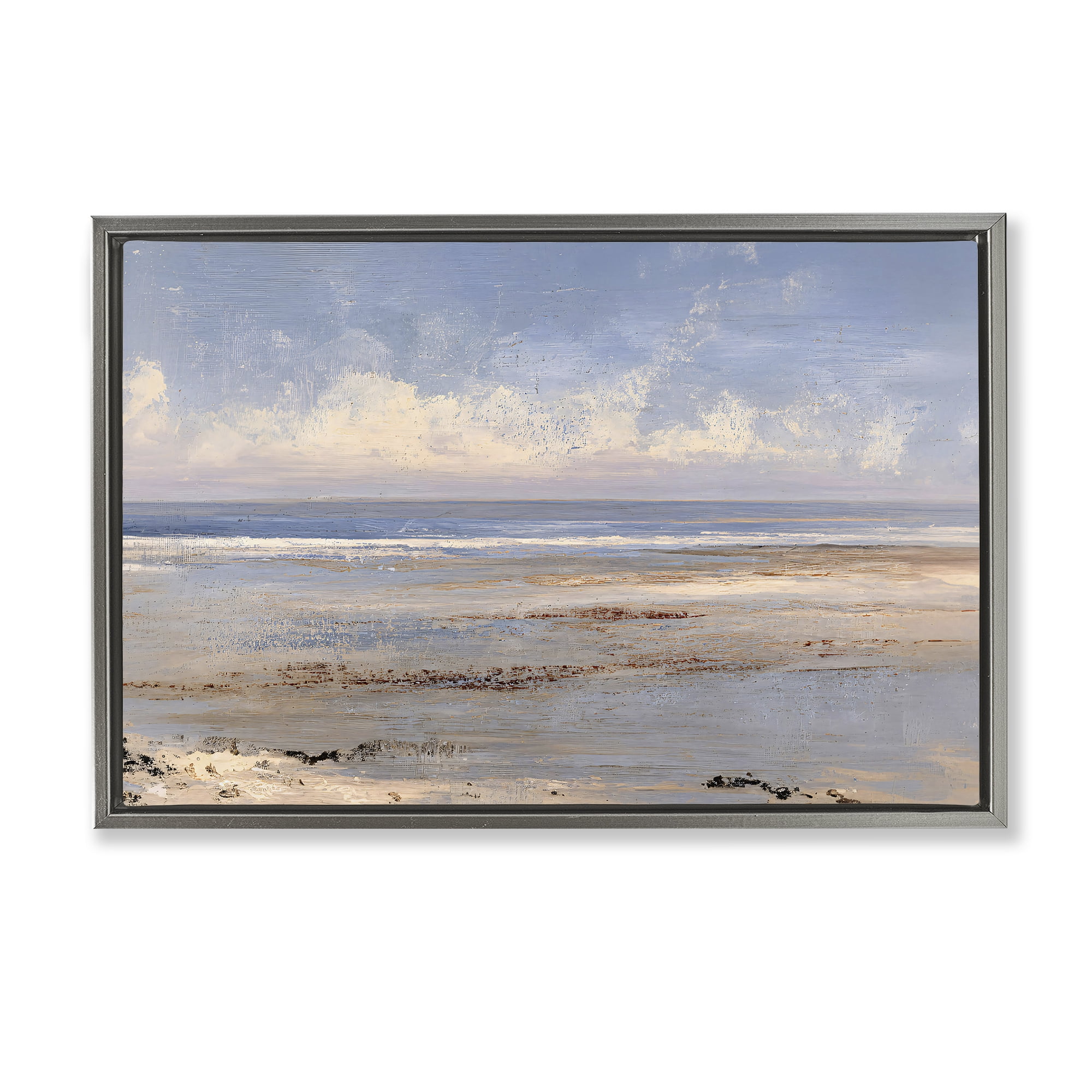 Stupell Industries Rustic Ocean Horizon Impression Gray Framed Floater Canvas Wall Art, design by Jacky Ngan