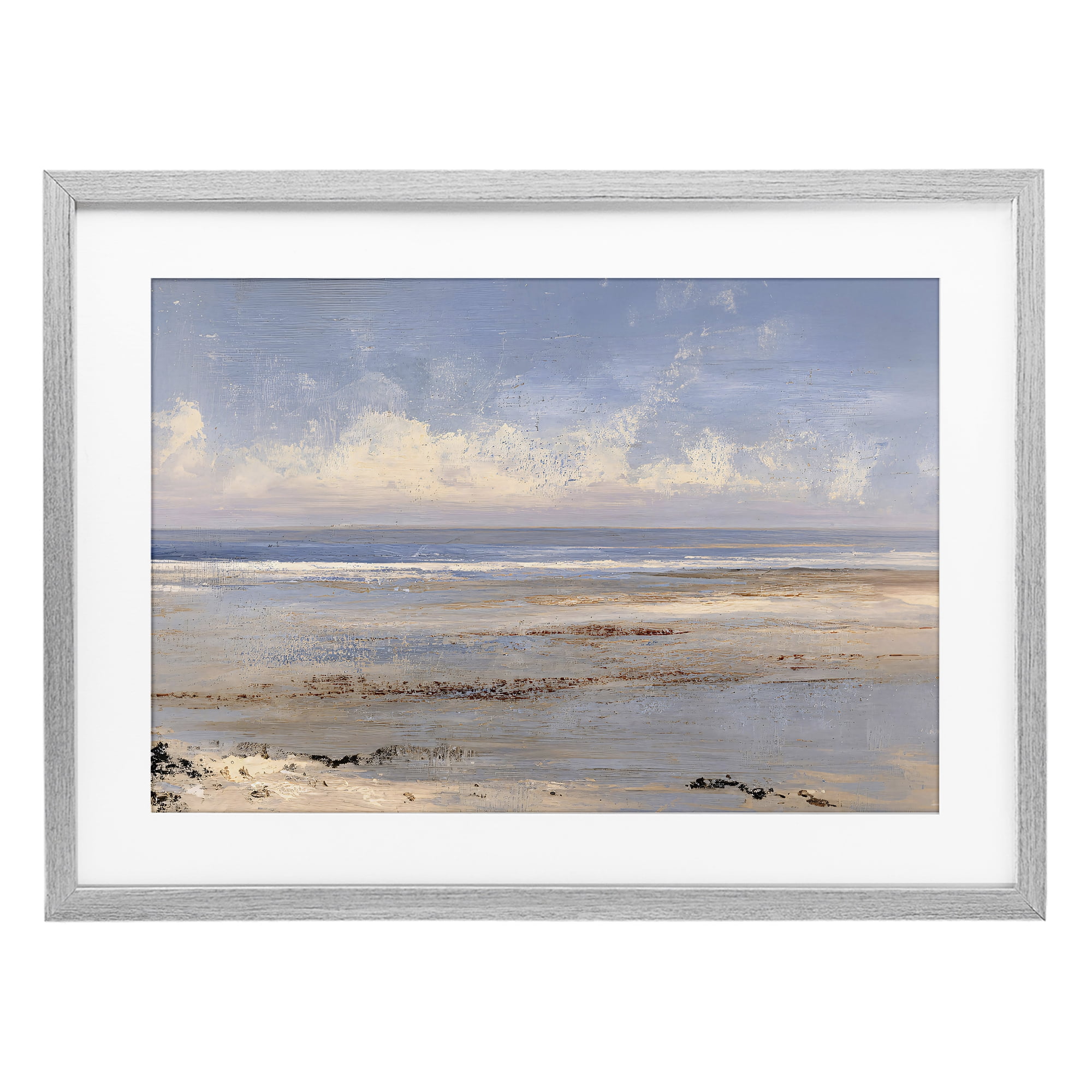 Stupell Industries Rustic Ocean Horizon Impression Gray Framed Print Under Glass, design by Jacky Ngan