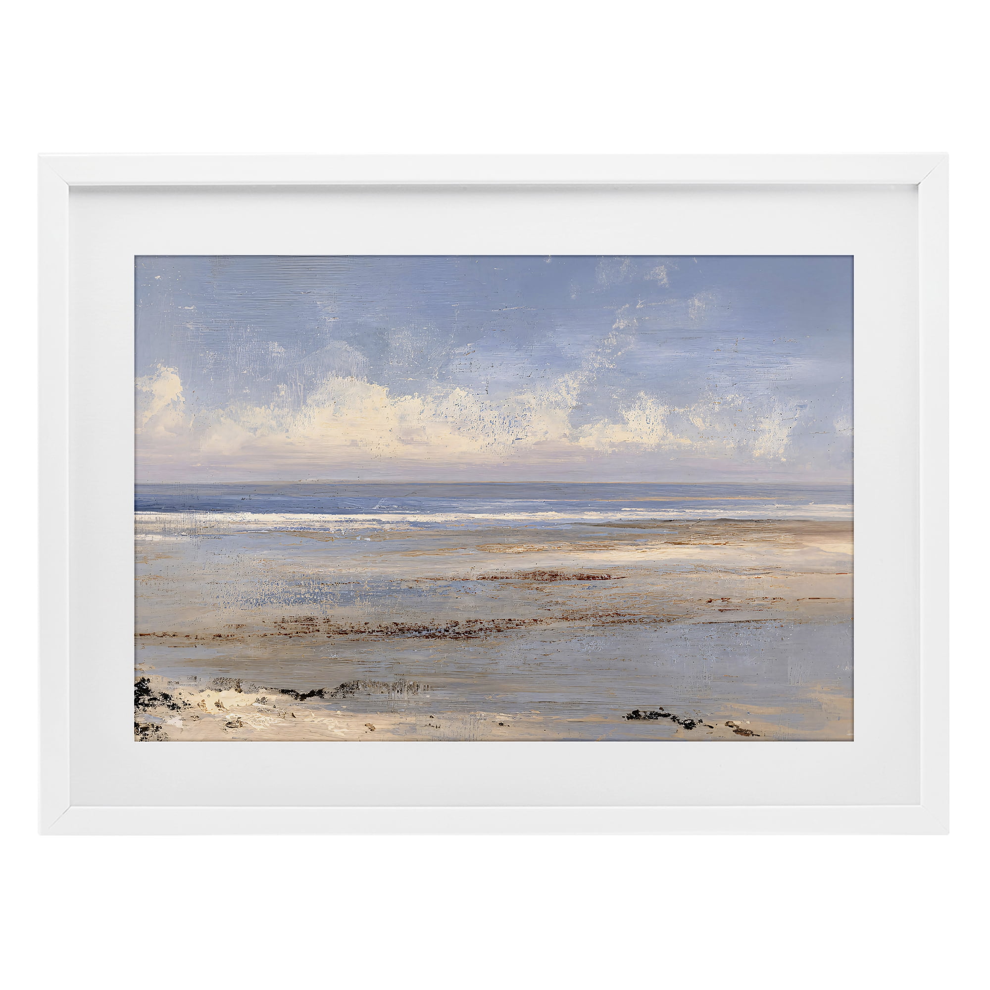 Stupell Industries Rustic Ocean Horizon Impression White Framed Print Under Glass, design by Jacky Ngan