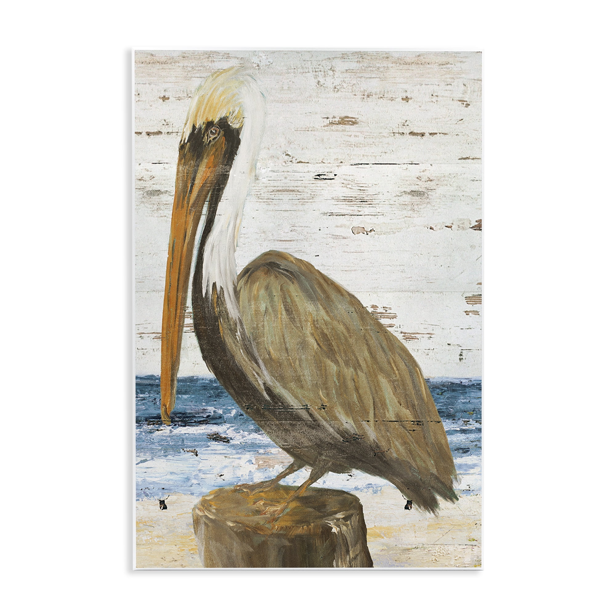 Stupell Industries Rustic Ocean Pelican Animals & Insects Painting Unframed Art Print Wall Art, 13 x 19