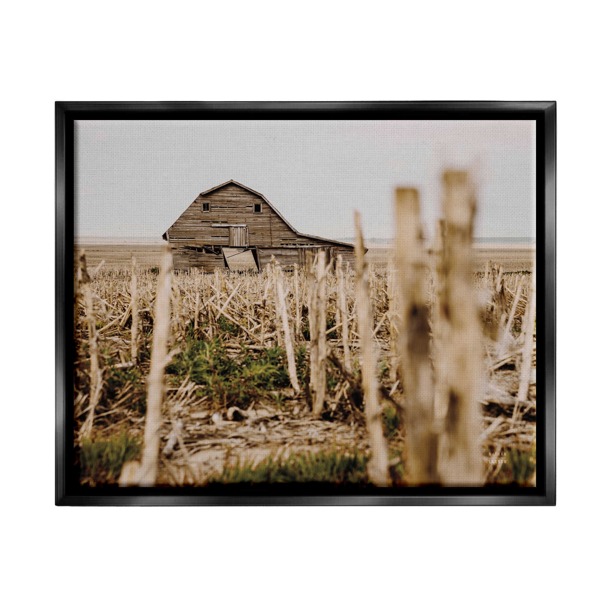 Stupell Industries Rustic Old Barn Landscape Photography Black Floater Framed Canvas Art Print Wall Art, 31 x 25