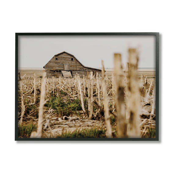 Stupell Industries Rustic Old Barn Landscape Photography Black Framed Art Print Wall Art, 14 x 11