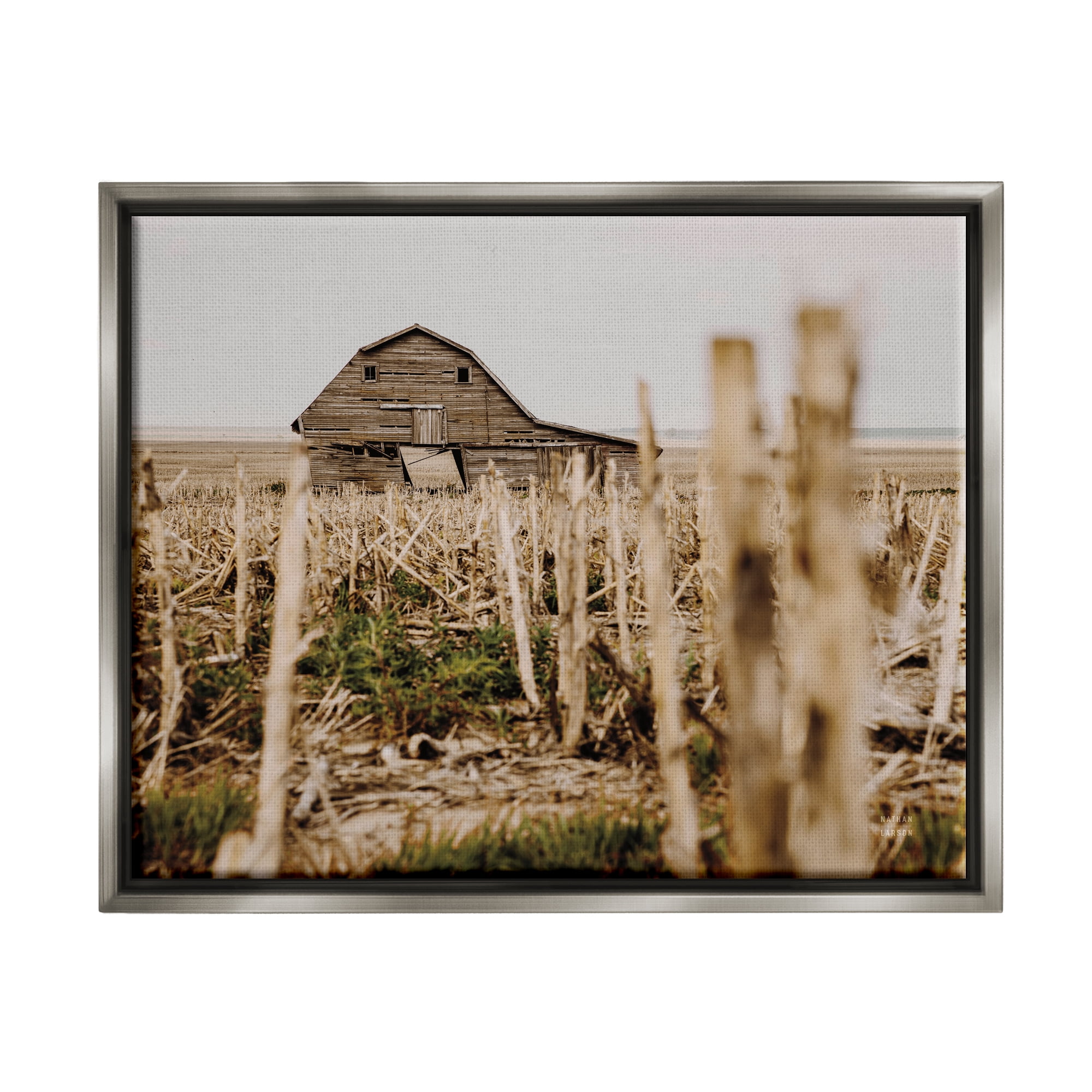 Stupell Industries Rustic Old Barn Landscape Photography Gray Floater Framed Canvas Art Print Wall Art, 31 x 25