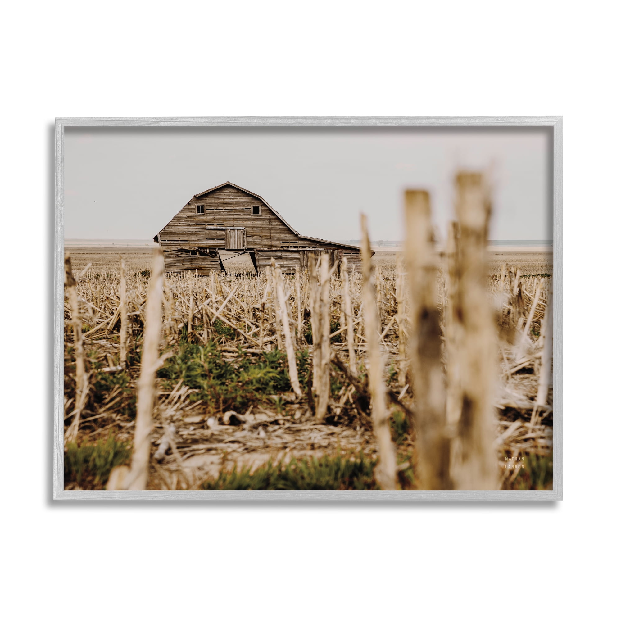 Stupell Industries Rustic Old Barn Landscape Photography Gray Framed Art Print Wall Art, 30 x 24