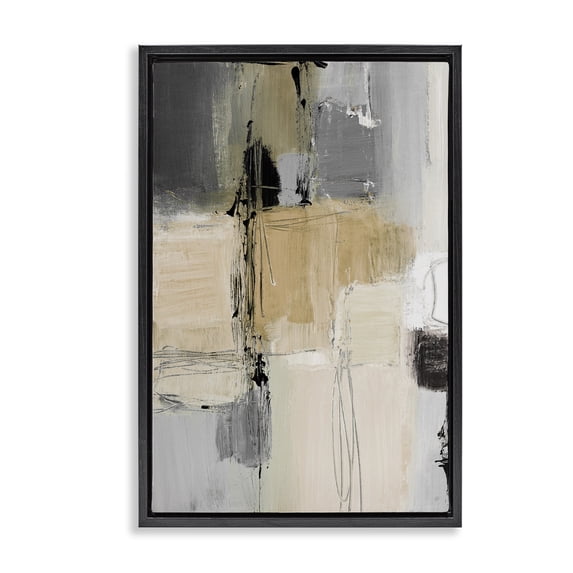 Stupell Industries Contemporary Rustic Organic Abstraction Black Floating Frame Canvas Art, 17 x 25, by Lanie Loreth