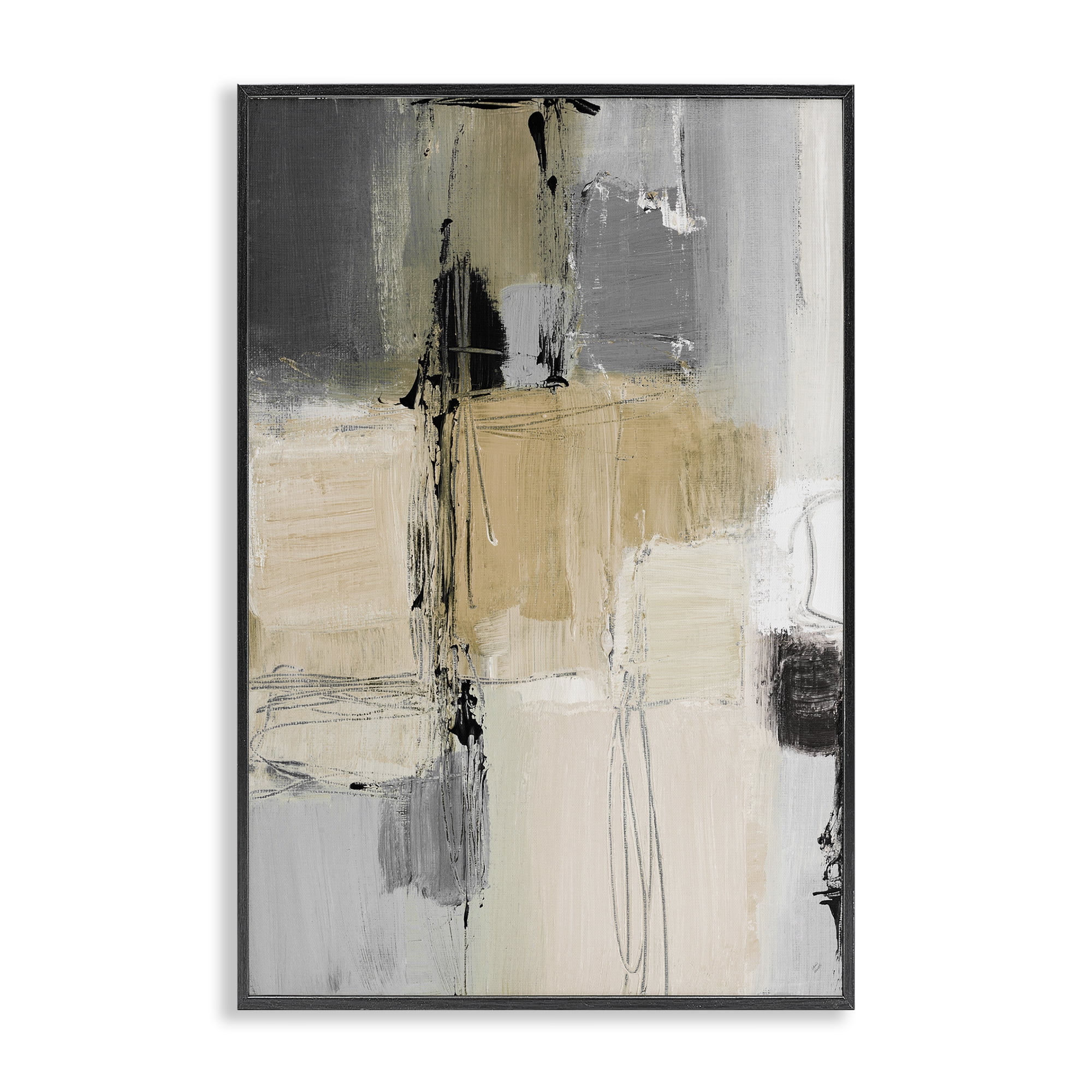 Stupell Industries Rustic Organic Abstraction Abstract Painting Black Framed Art Print Wall Art, 20 x 30