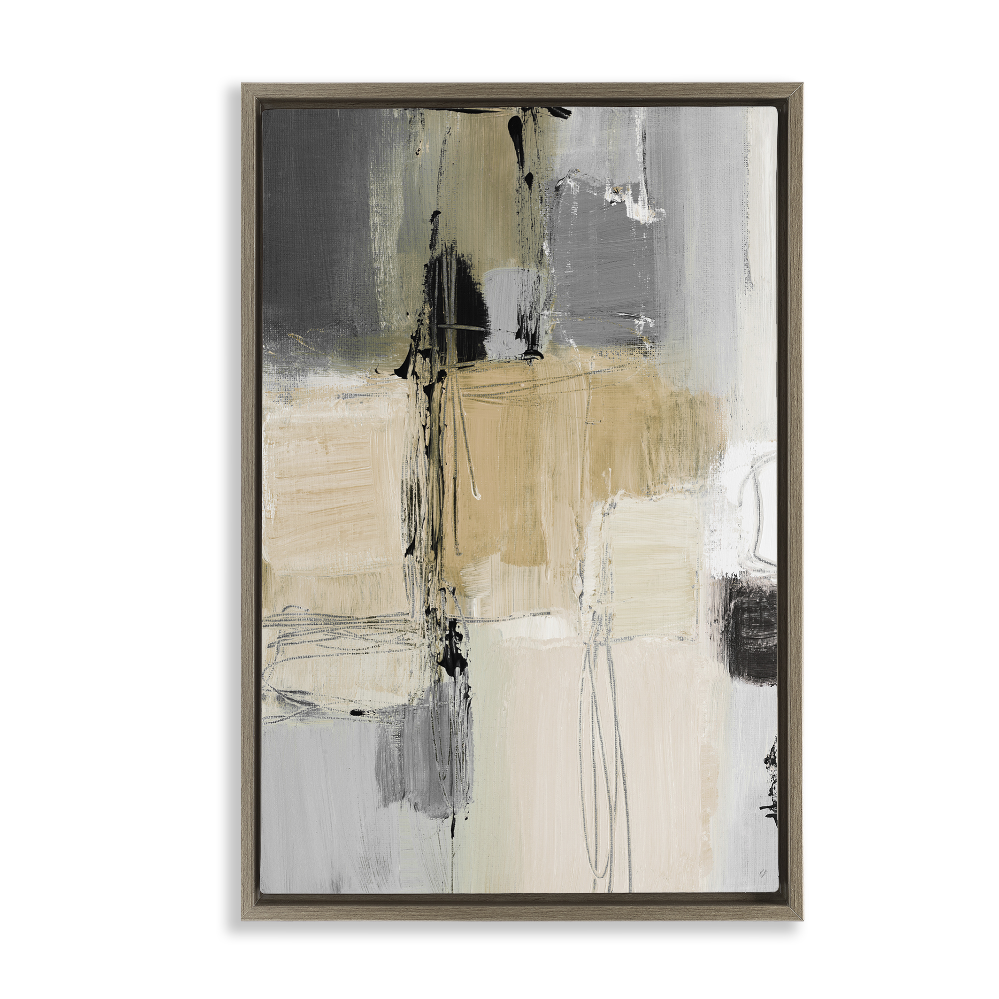 Stupell Industries Rustic Organic Abstraction Abstract Painting Brown Floater Framed Canvas Art Print Wall Art, 17 x 25
