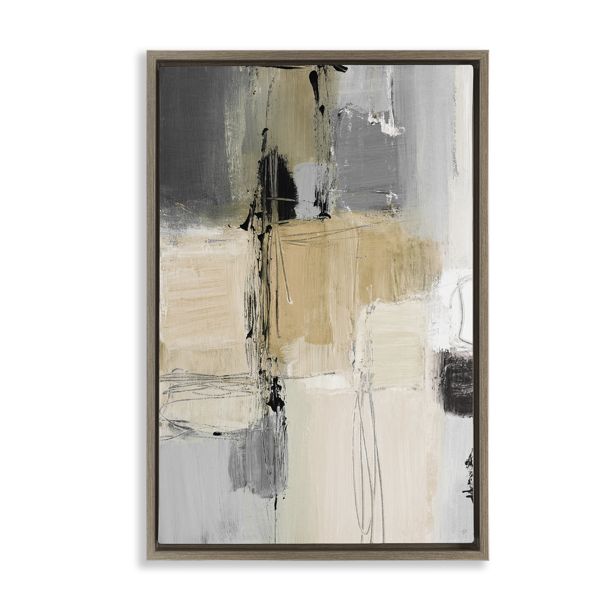 Stupell Industries Rustic Organic Abstraction Abstract Painting Brown Floater Framed Canvas Art Print Wall Art, 21 x 31