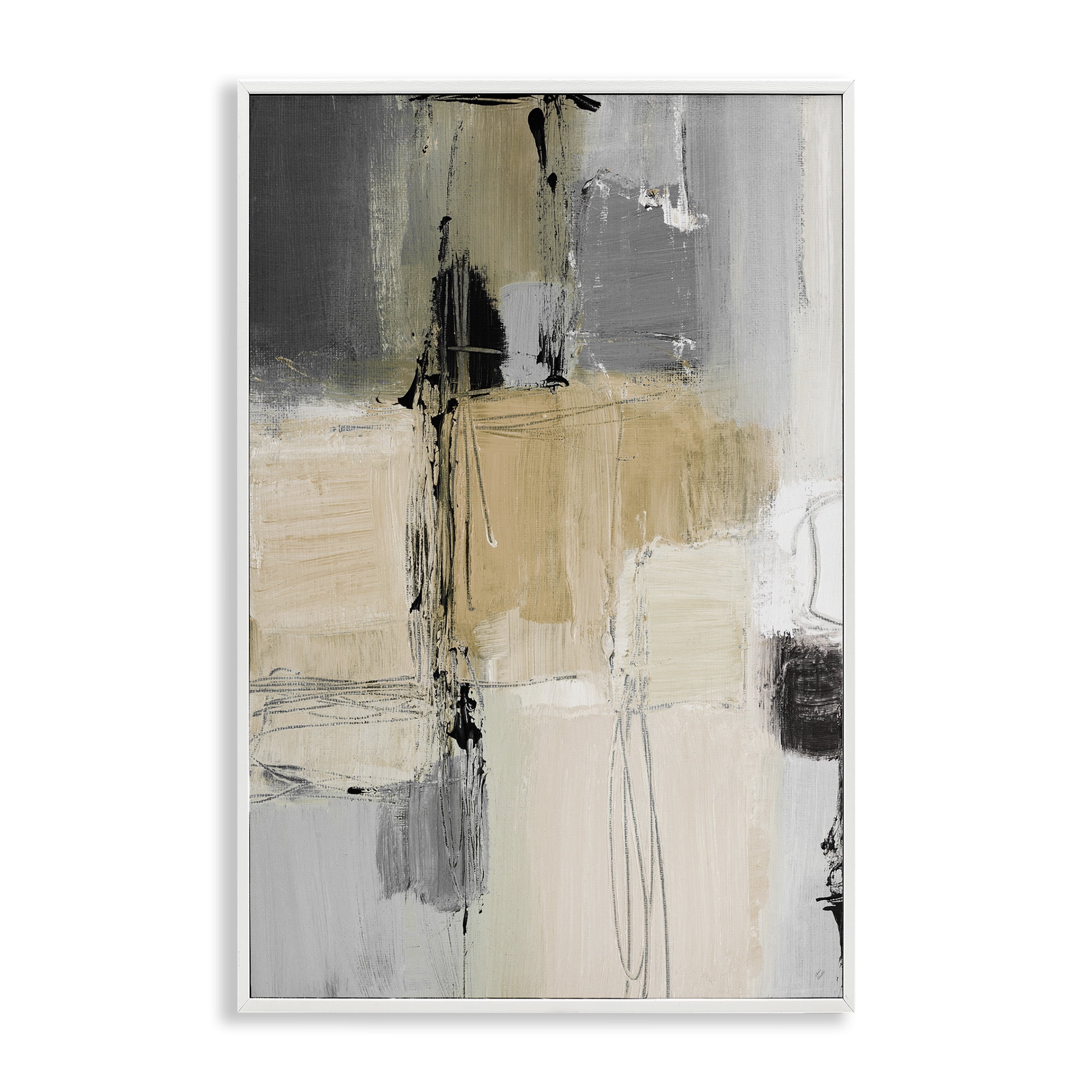 Stupell Industries Rustic Organic Abstraction Abstract Painting White Framed Art Print Wall Art, 16 x 24
