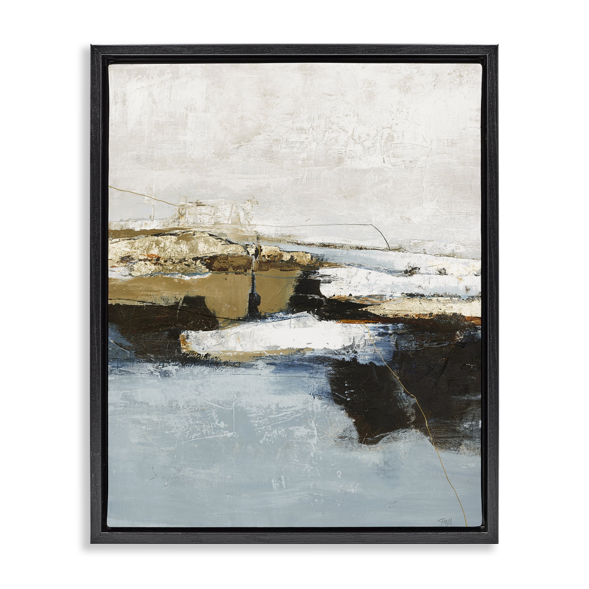 Stupell Industries Rustic Paint Nautical Design Abstract Painting Black Floater Framed Canvas Art Print Wall Art, 17 x 21