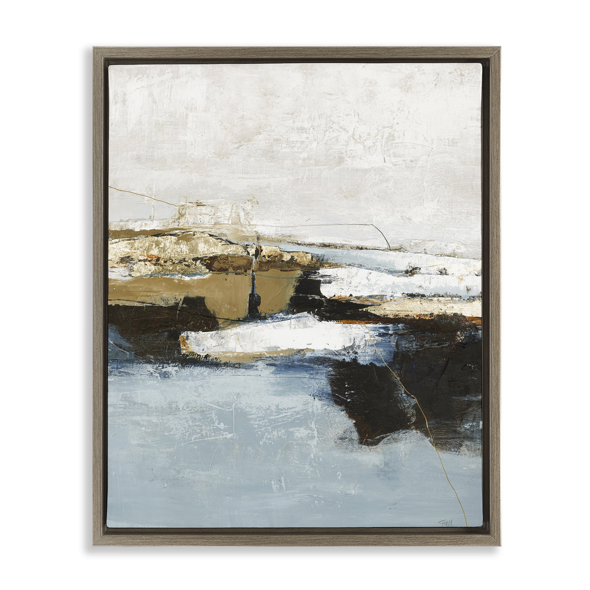 Stupell Industries Rustic Paint Nautical Design Abstract Painting Brown Floater Framed Canvas Art Print Wall Art, 17 x 21