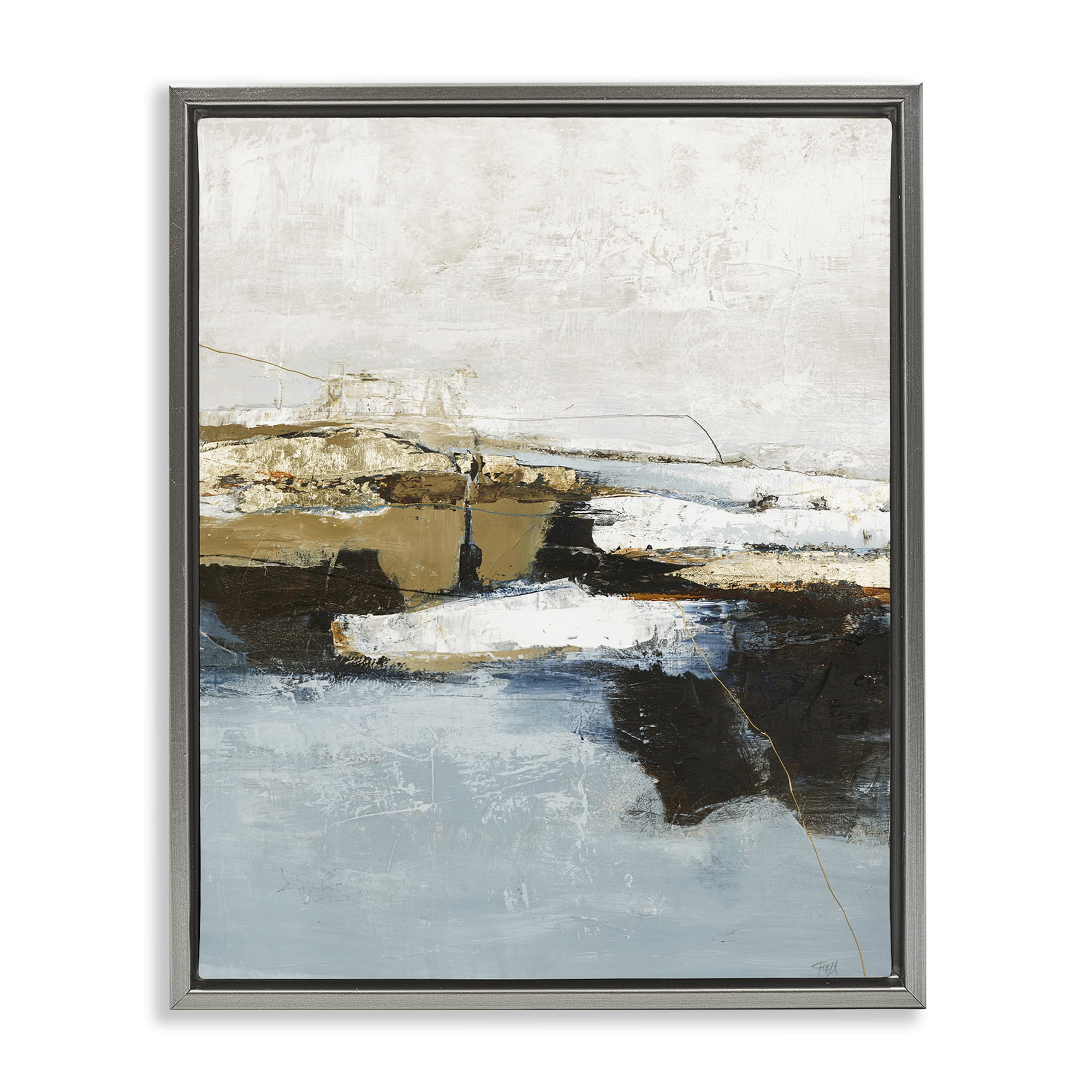 Stupell Industries Rustic Paint Nautical Design Abstract Painting Gray Floater Framed Canvas Art Print Wall Art, 25 x 31