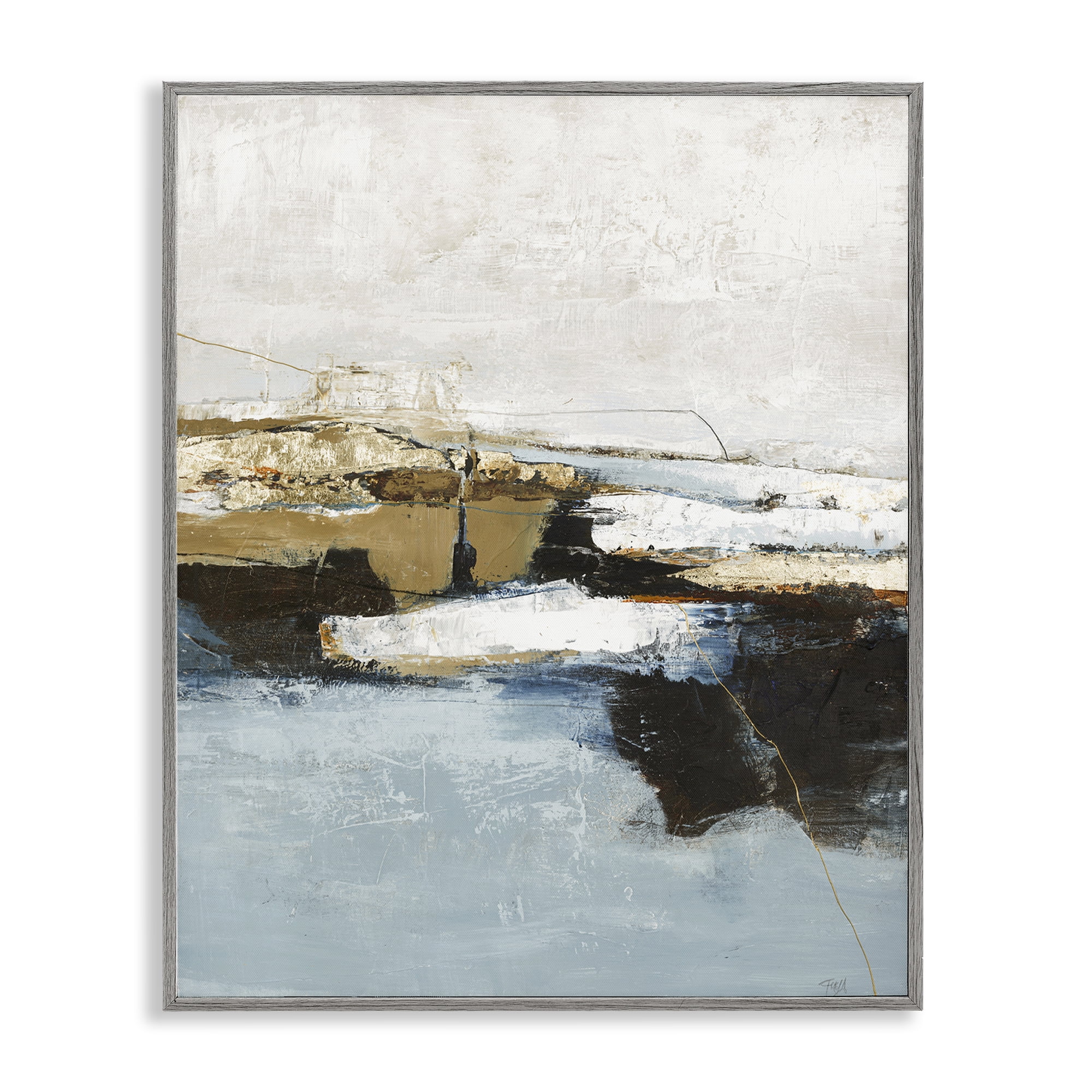 Stupell Industries Rustic Paint Nautical Design Abstract Painting Gray Framed Art Print Wall Art, 16 x 20