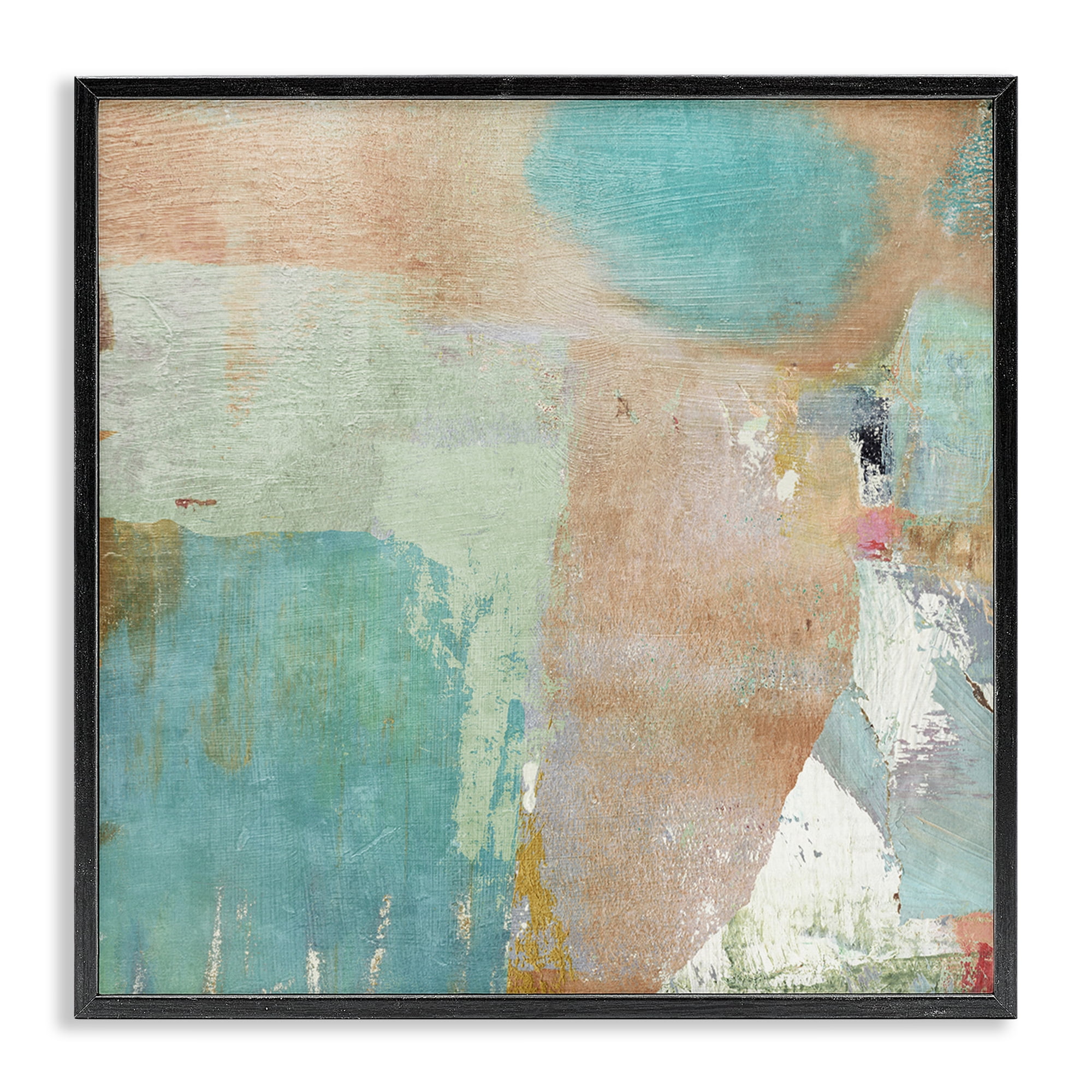 Stupell Industries Rustic Paint Strokes Abstract Painting Black Framed Art Print Wall Art, 12 x 12