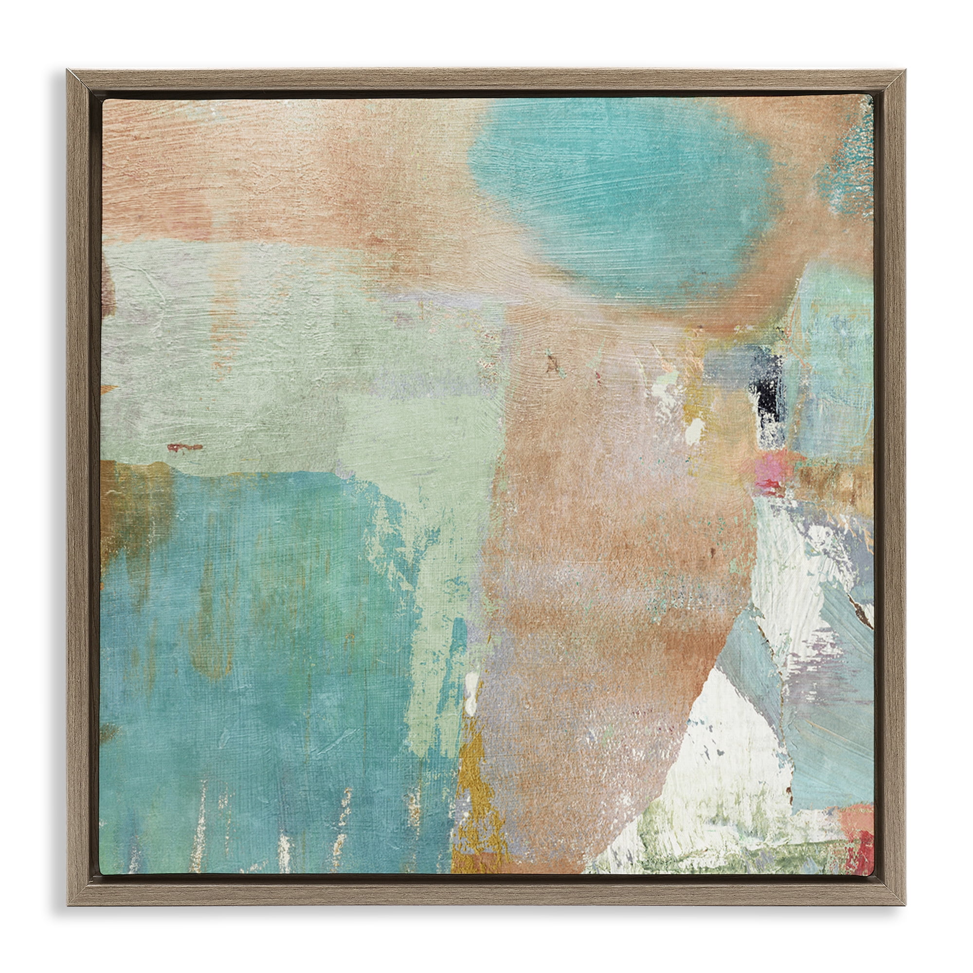 Stupell Industries Rustic Paint Strokes Abstract Painting Brown Floater Framed Canvas Art Print Wall Art, 25 x 25